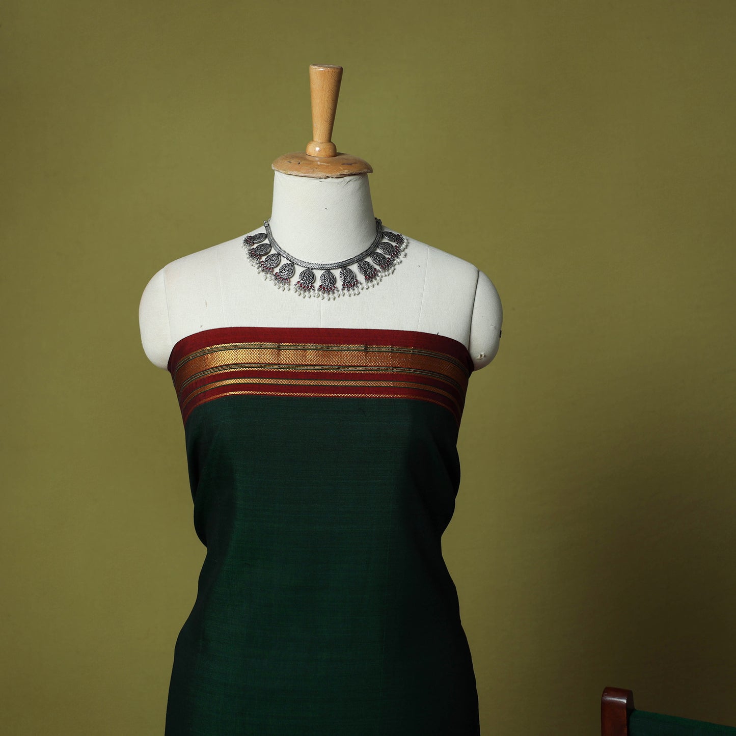 Dharwad Cotton 3pc Unstitched Dress Material Suit Set with Woven Zari Border 94