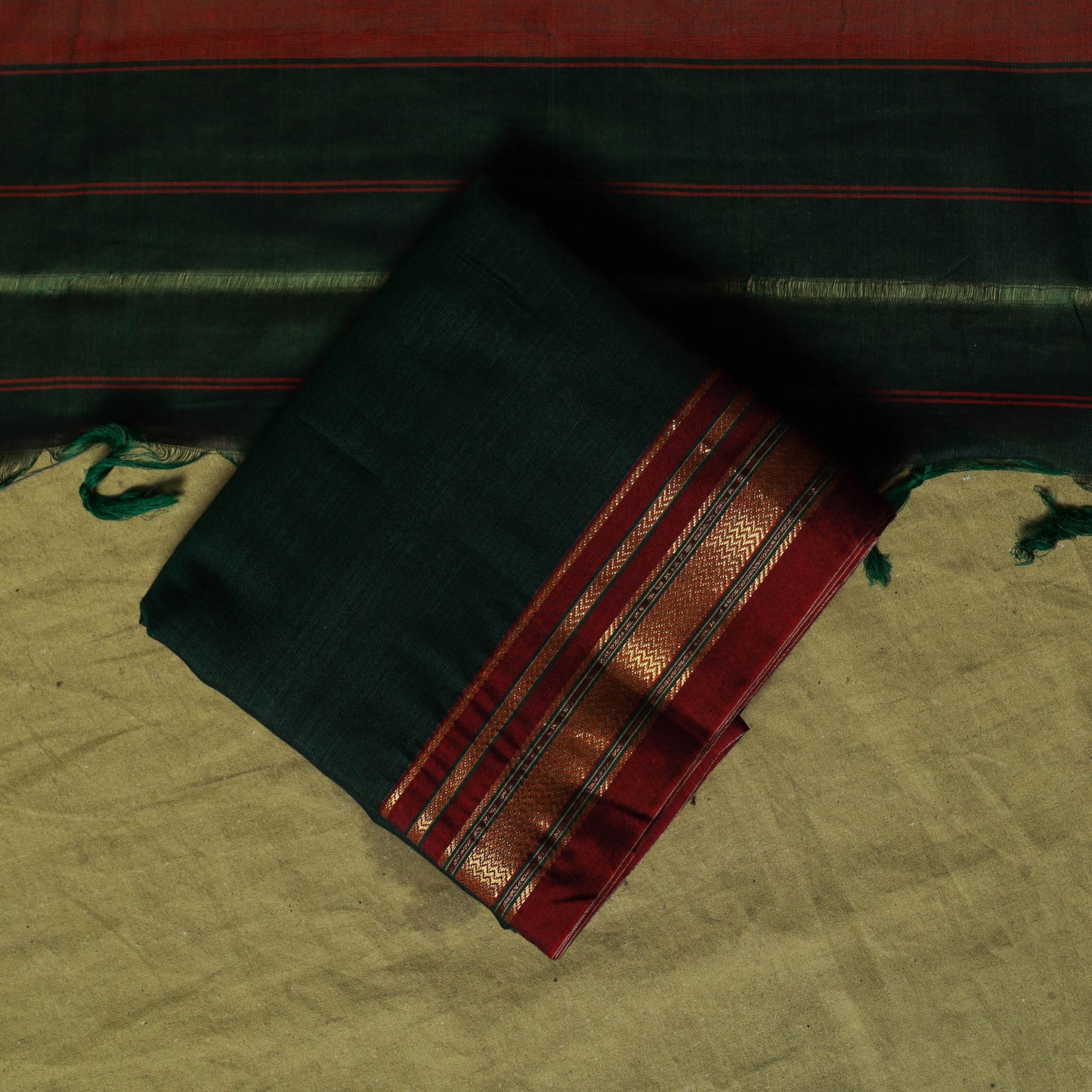 Dharwad Cotton 3pc Unstitched Dress Material Suit Set with Woven Zari Border 94