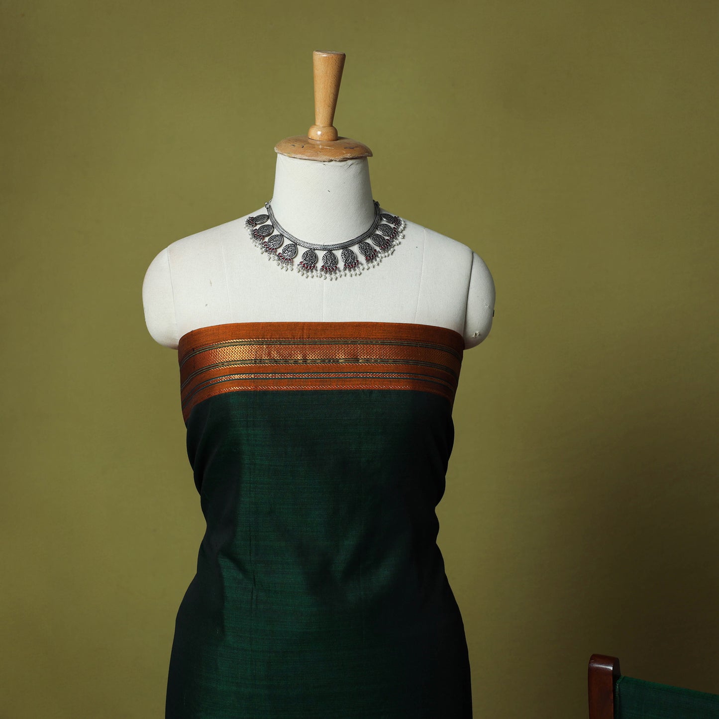 Dharwad Cotton 3pc Unstitched Dress Material Suit Set with Woven Zari Border 96