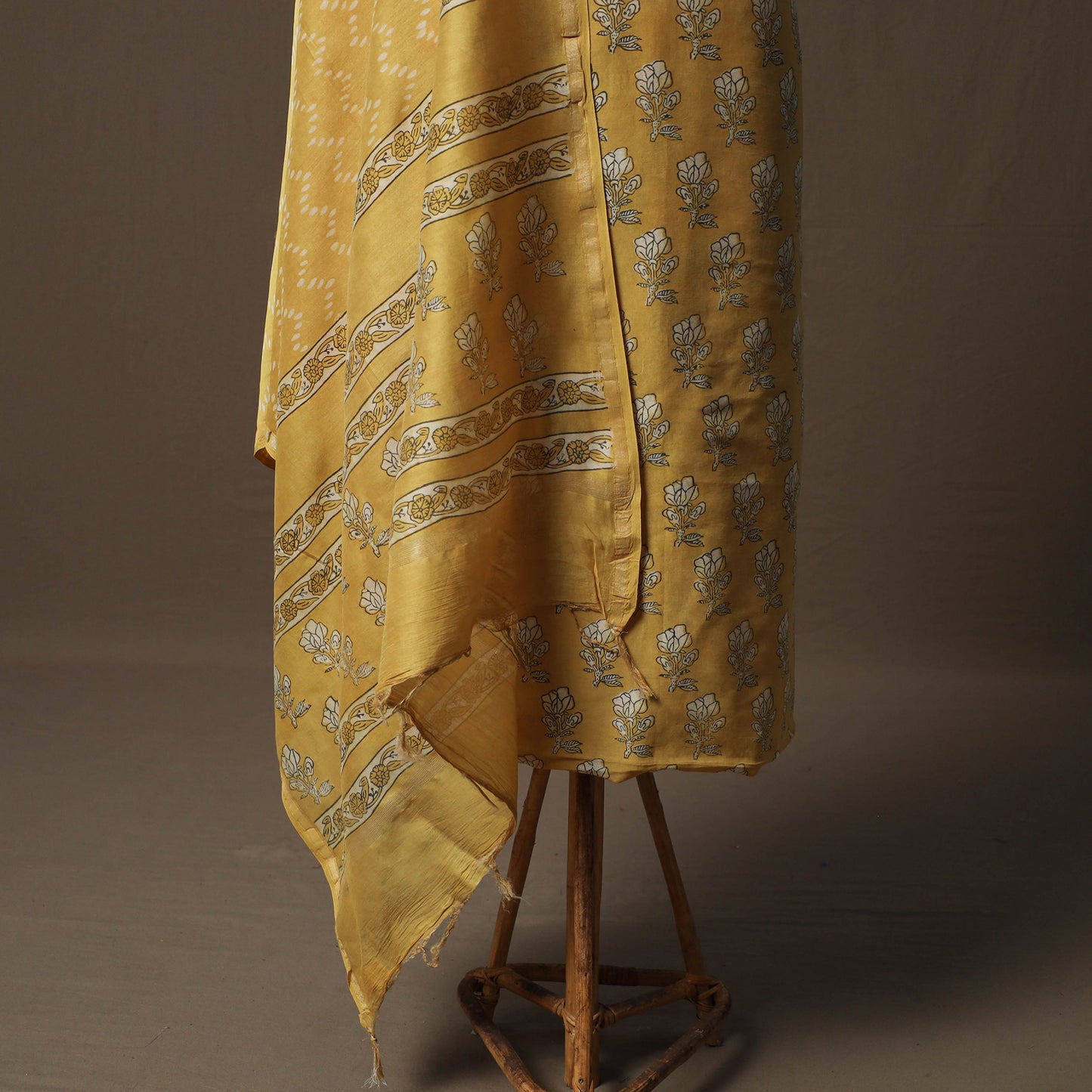 Akola Hand Block Print Chanderi Silk 2pc Unstitched Dress Material Kurta Set 23