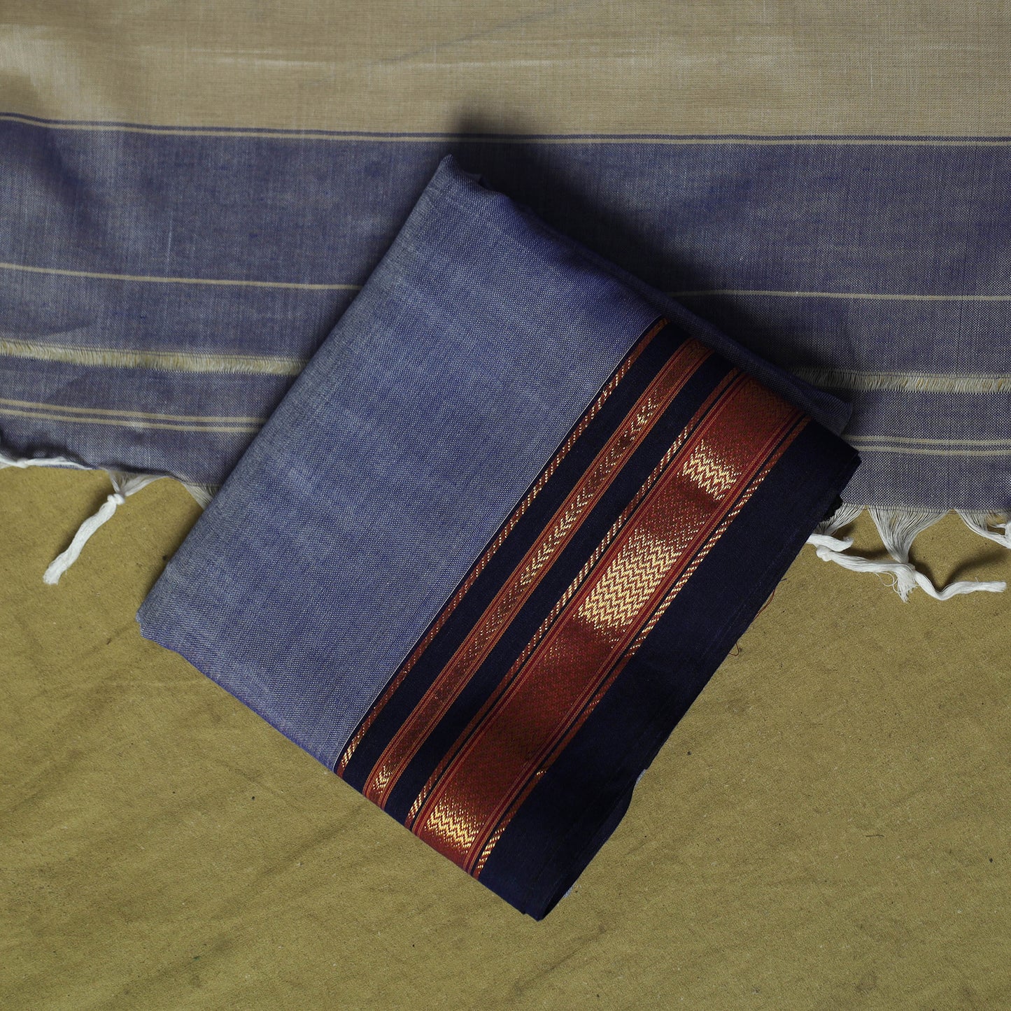 Dharwad Cotton 3pc Unstitched Dress Material Suit Set with Woven Zari Border 100