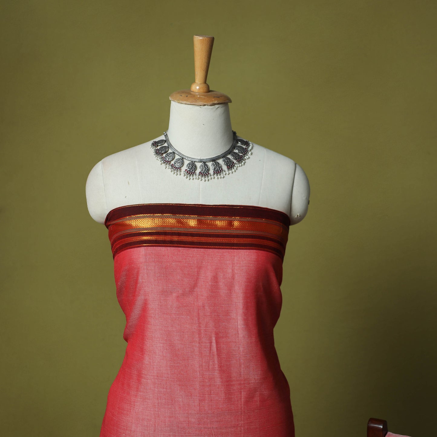Dharwad Cotton 3pc Unstitched Dress Material Suit Set with Woven Zari Border 104
