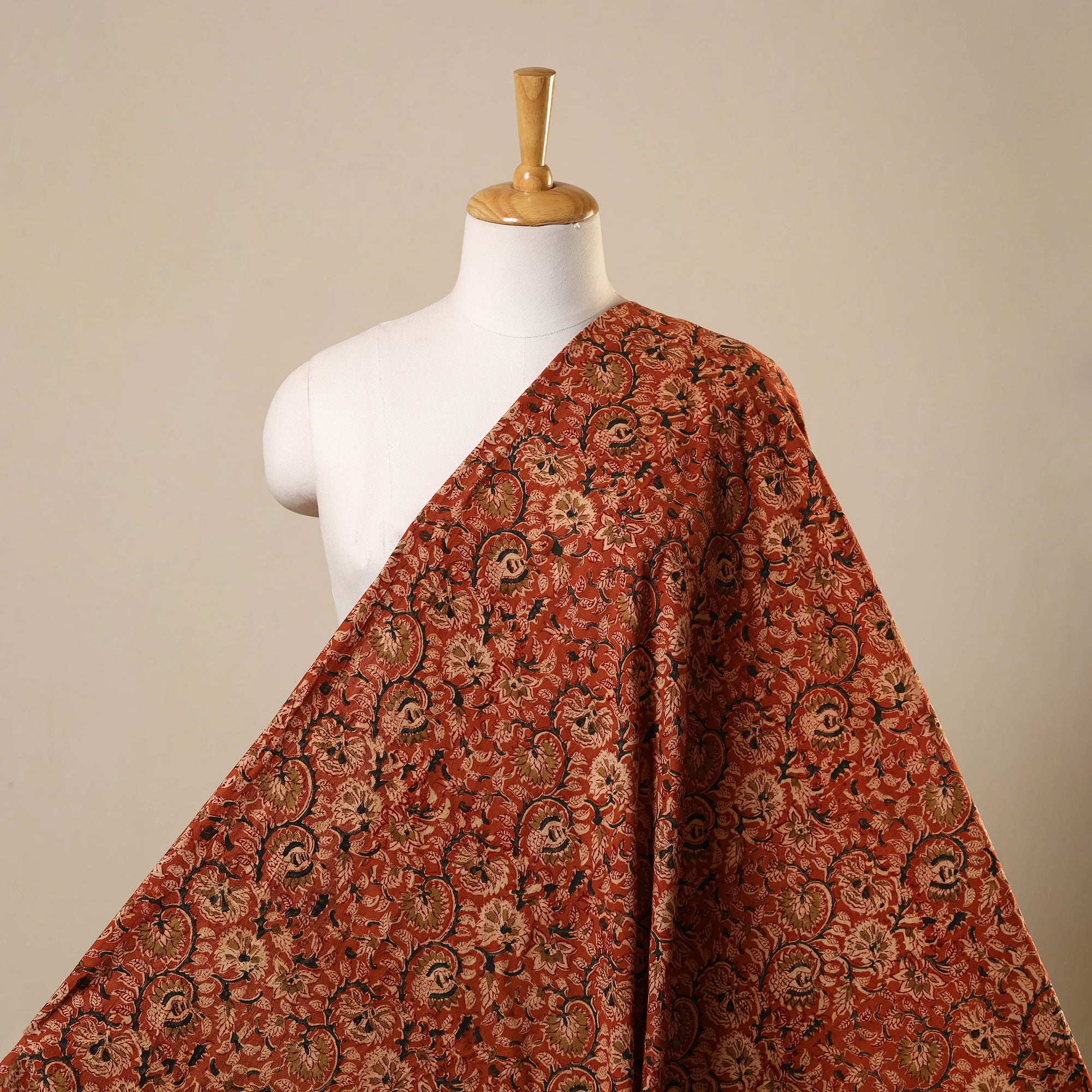 Brown - Pedana Hand Block Print Cotton Natural Dyed Kalamkari Readymade Blouse 09