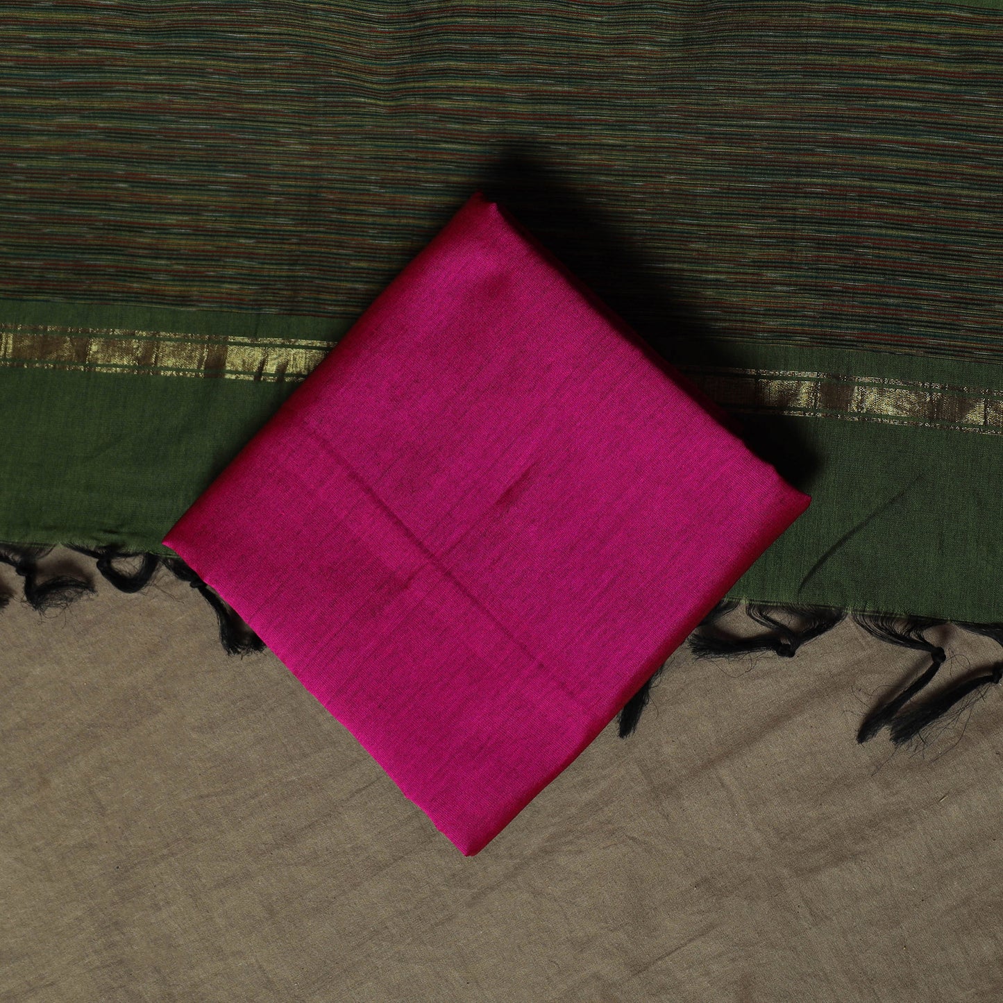 Pochampally Ikat Silk Cotton 3pc Unstitched Dress Material Suit Set 07