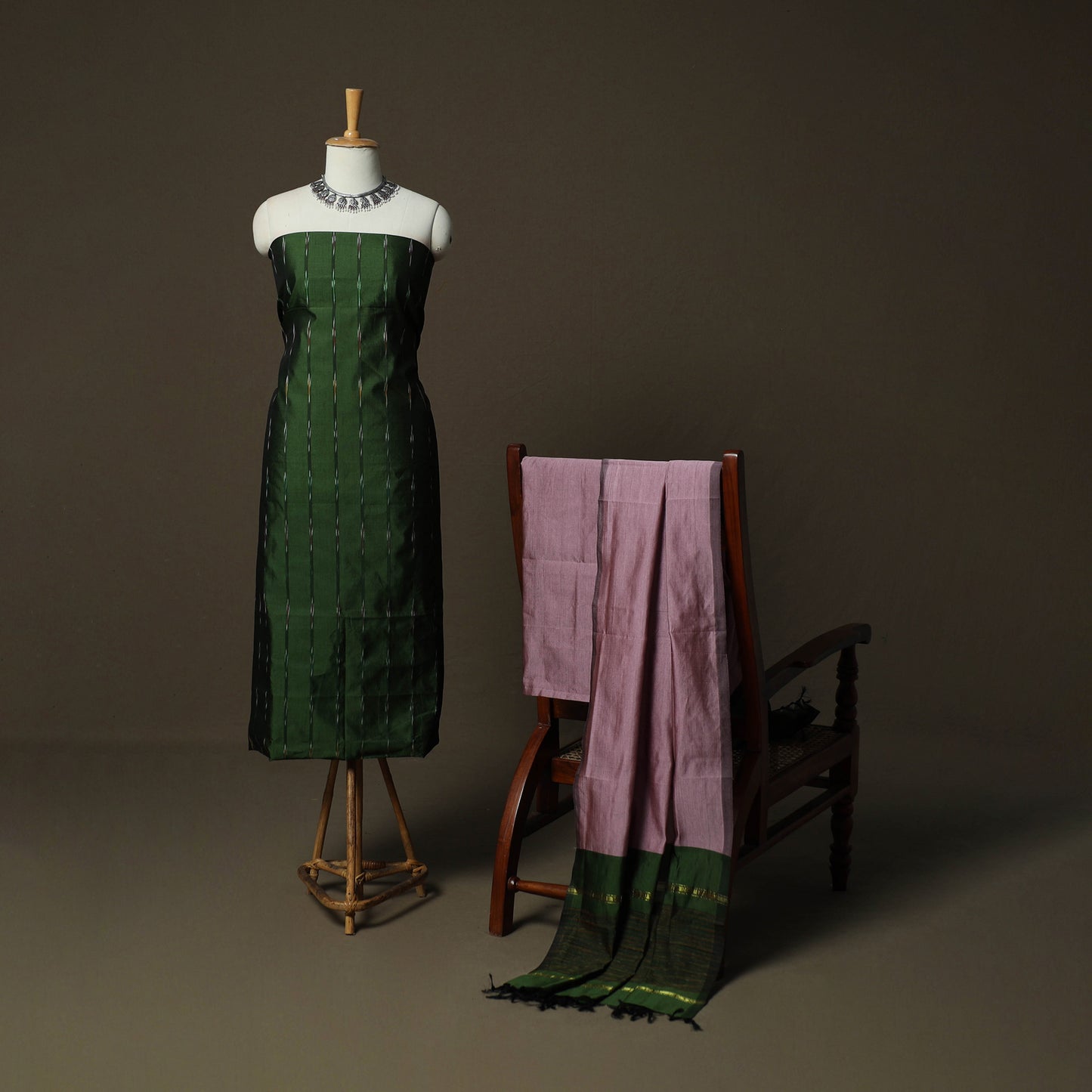 Pochampally Ikat Silk Cotton 3pc Unstitched Dress Material Suit Set 08