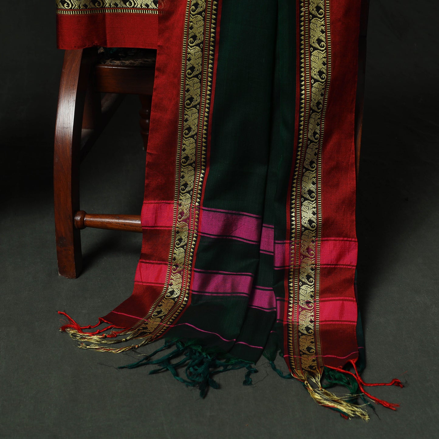 Green - Dharwad Woven Cotton 3pc Unstitched Dress Material Suit Set 02