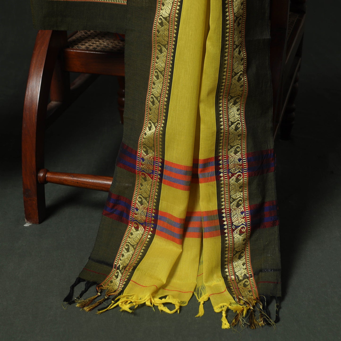 Yellow - Dharwad Woven Cotton 3pc Unstitched Dress Material Suit Set 03