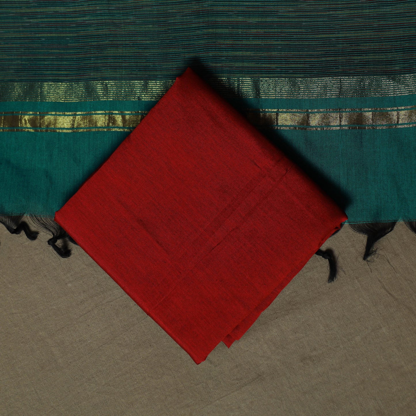 Pochampally Ikat Silk Cotton 3pc Unstitched Dress Material Suit Set 09