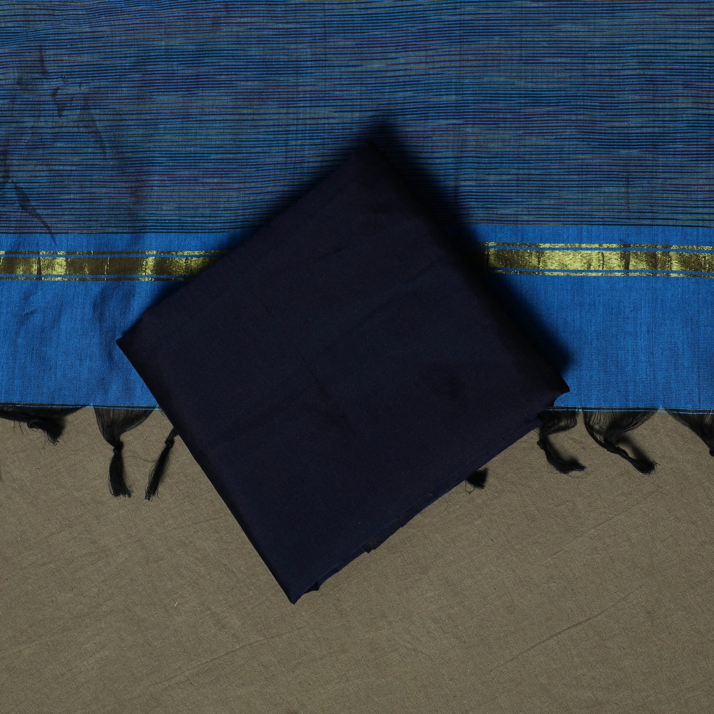 Pochampally Ikat Silk Cotton 3pc Unstitched Dress Material Suit Set 11