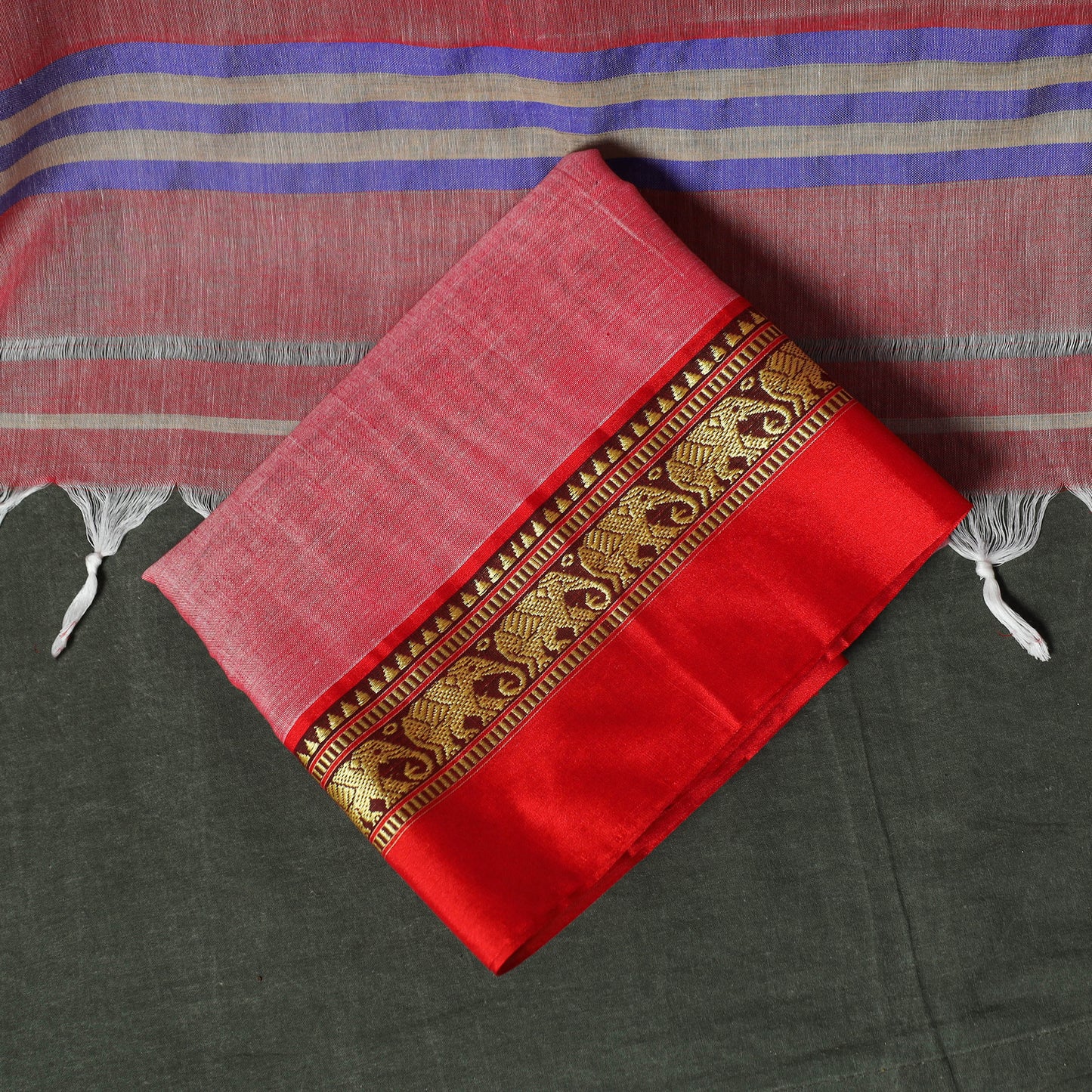 Pink - Dharwad Woven Cotton 3pc Unstitched Dress Material Suit Set 06