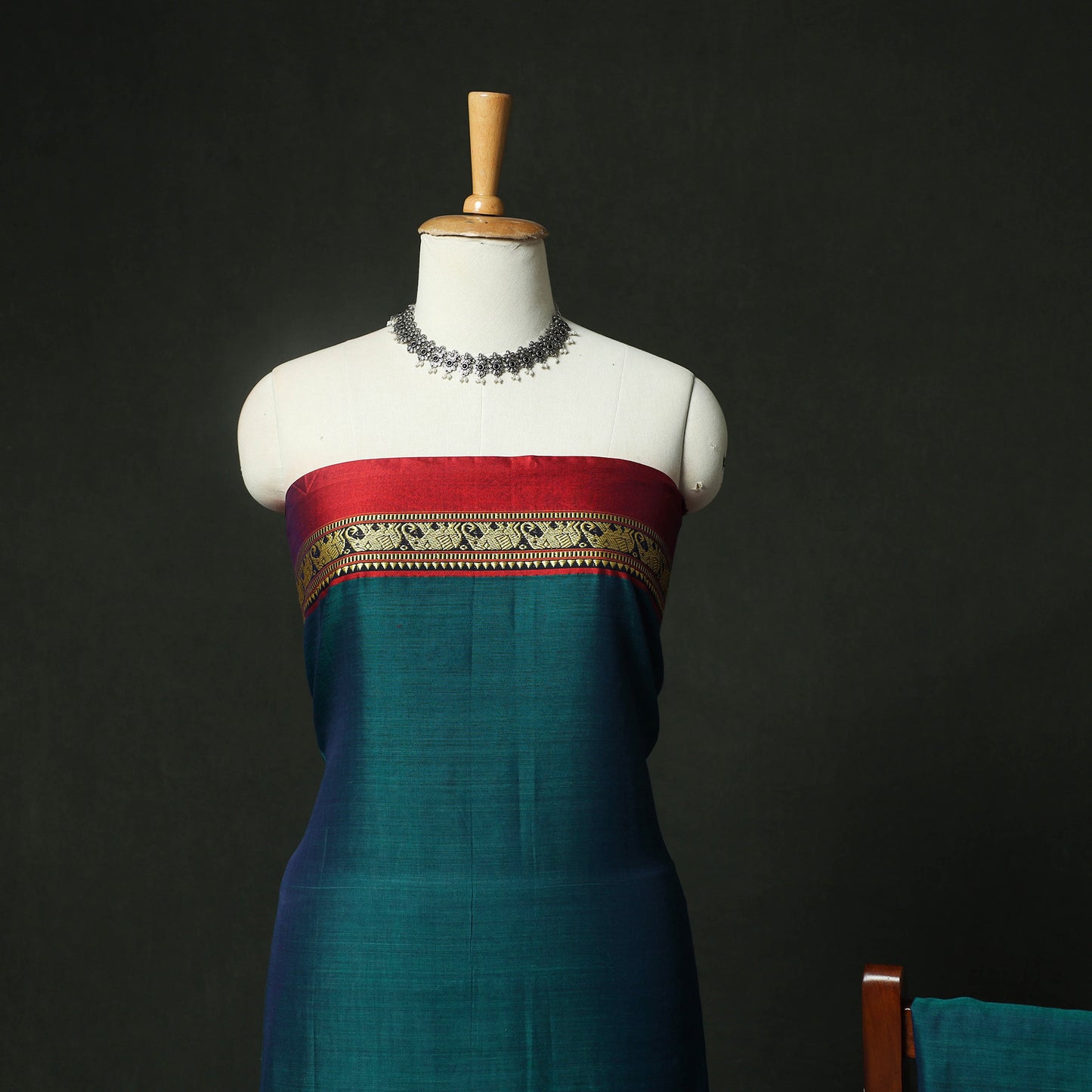 Green - Dharwad Woven Cotton 3pc Unstitched Dress Material Suit Set 07