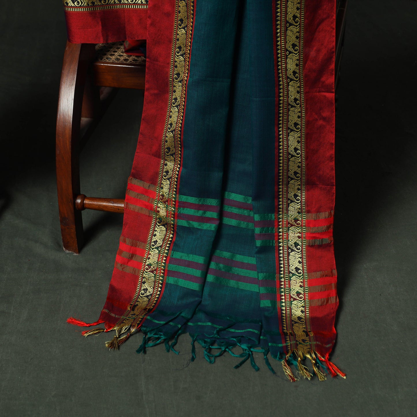 Green - Dharwad Woven Cotton 3pc Unstitched Dress Material Suit Set 07