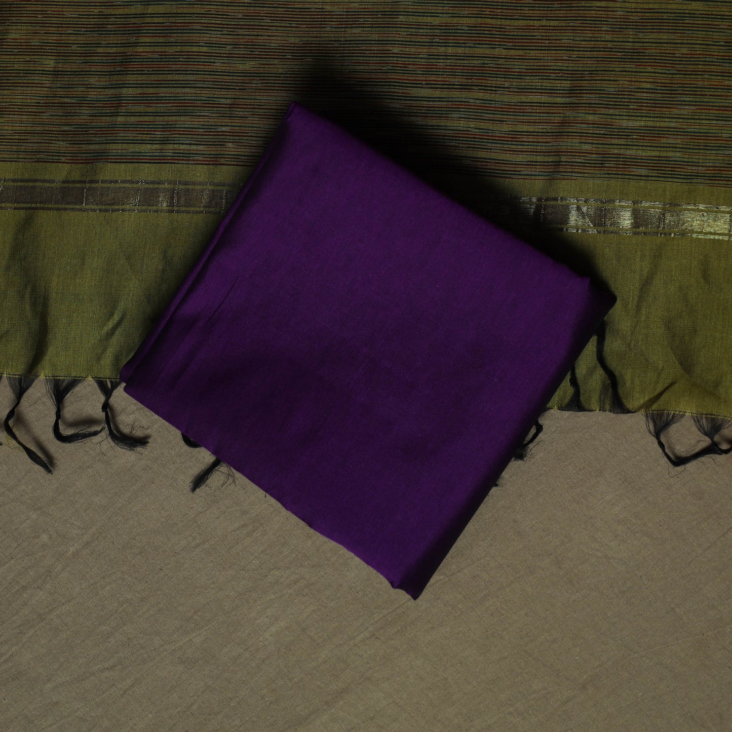 Pochampally Ikat Silk Cotton 3pc Unstitched Dress Material Suit Set 21