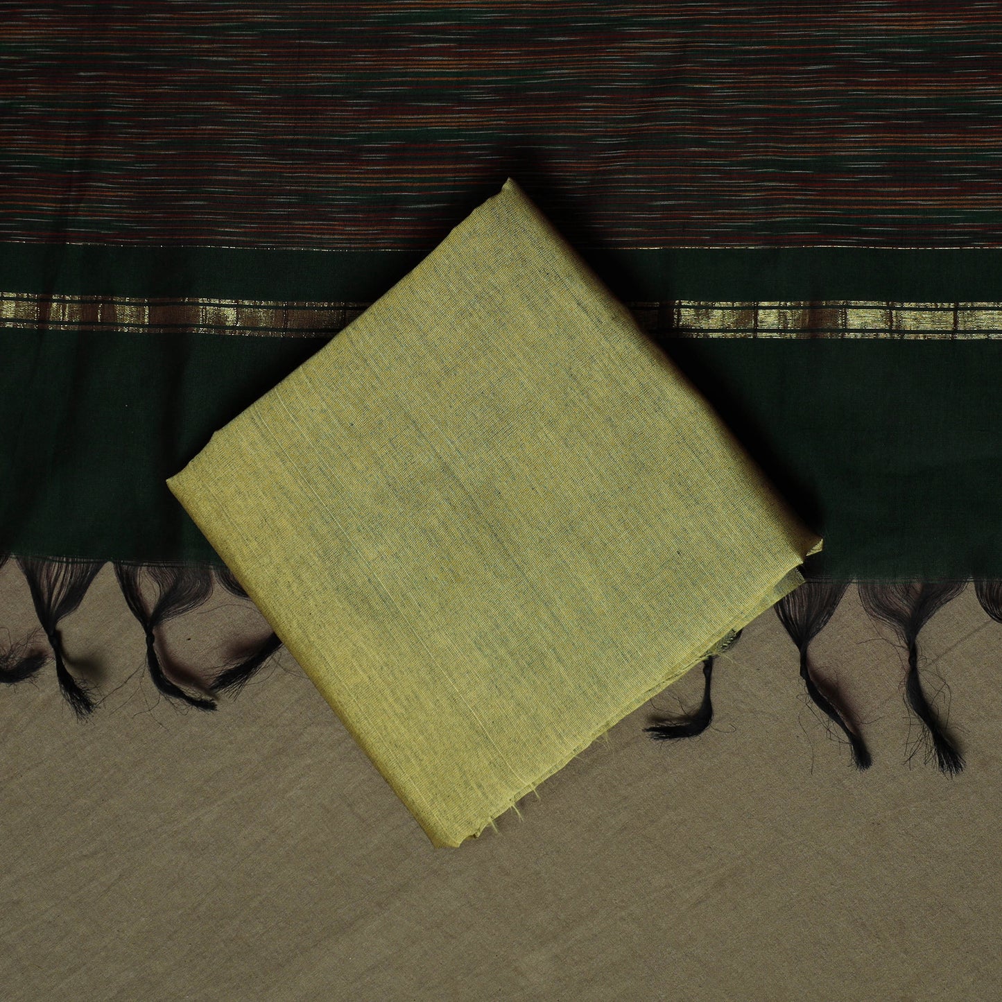 Pochampally Ikat Silk Cotton 3pc Unstitched Dress Material Suit Set 22