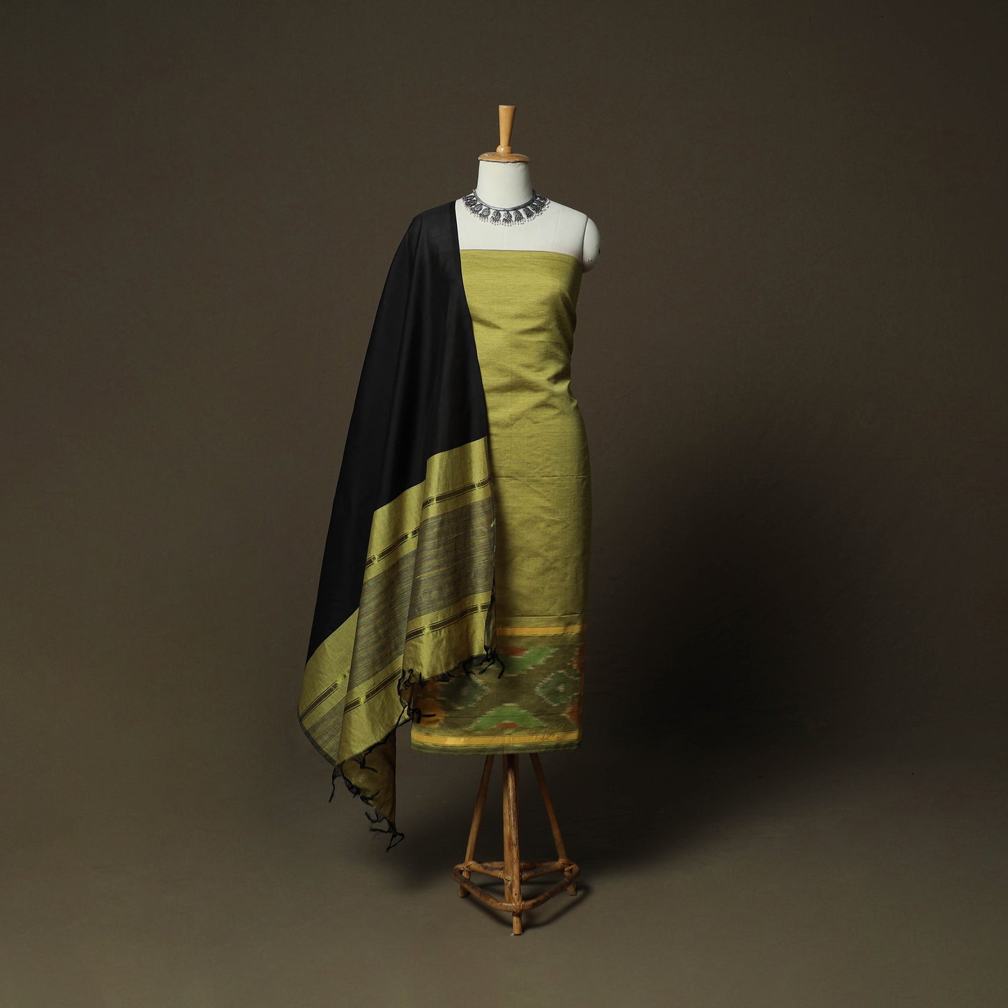 Pochampally Ikat Silk Cotton 3pc Unstitched Dress Material Suit Set 23