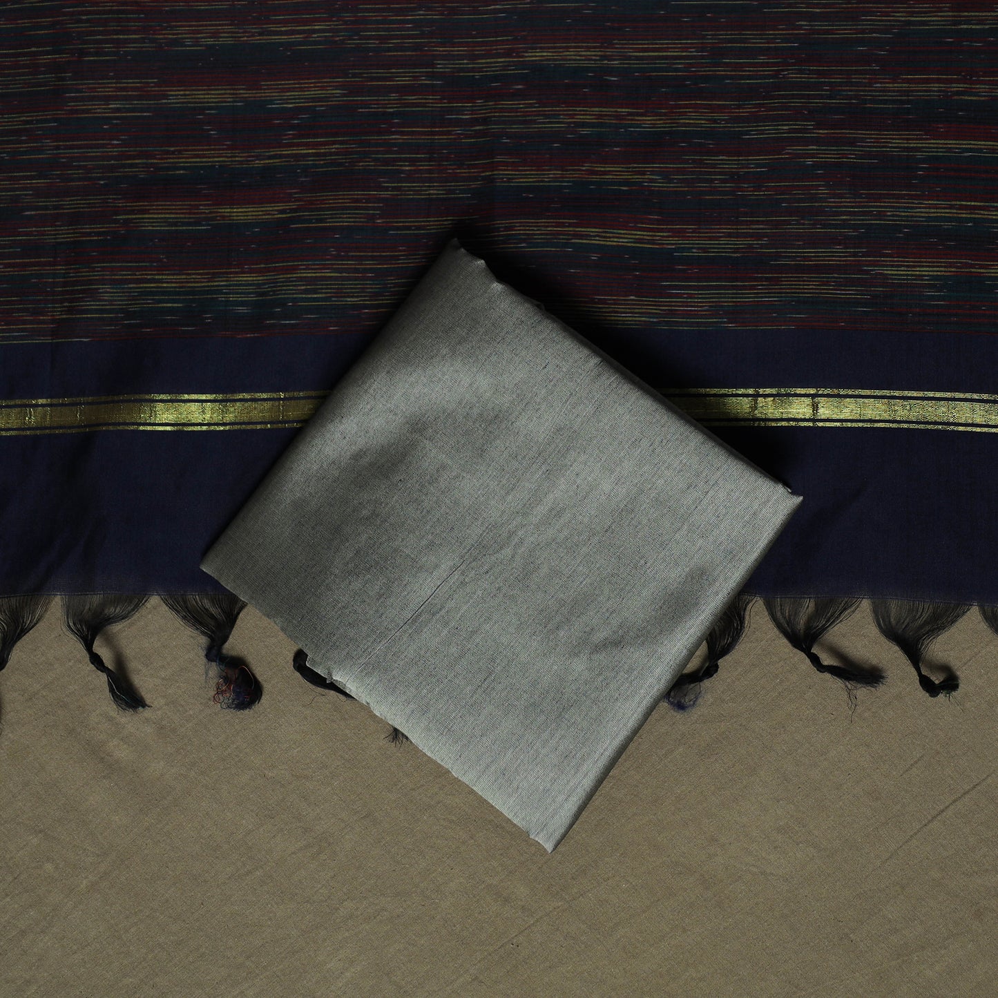 Pochampally Ikat Silk Cotton 3pc Unstitched Dress Material Suit Set 29