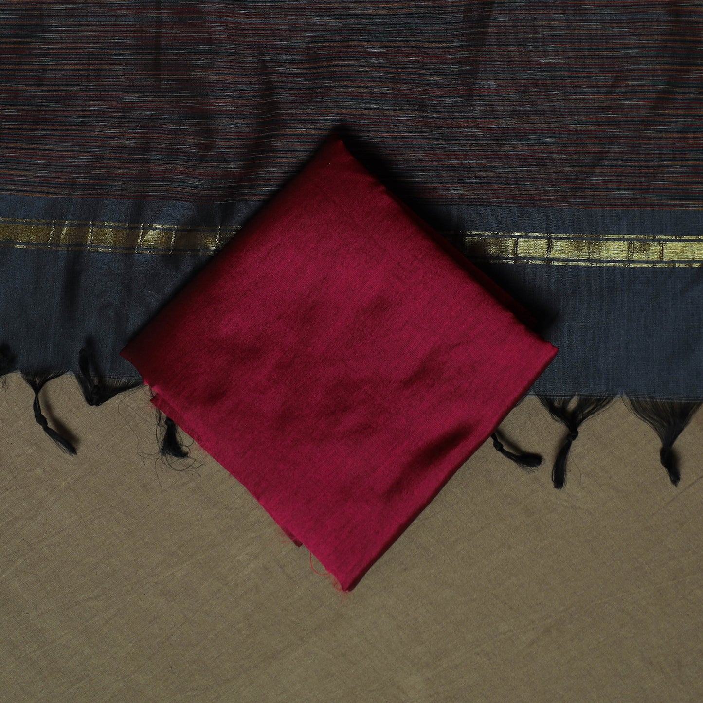 Pochampally Ikat Silk Cotton 3pc Unstitched Dress Material Suit Set 30