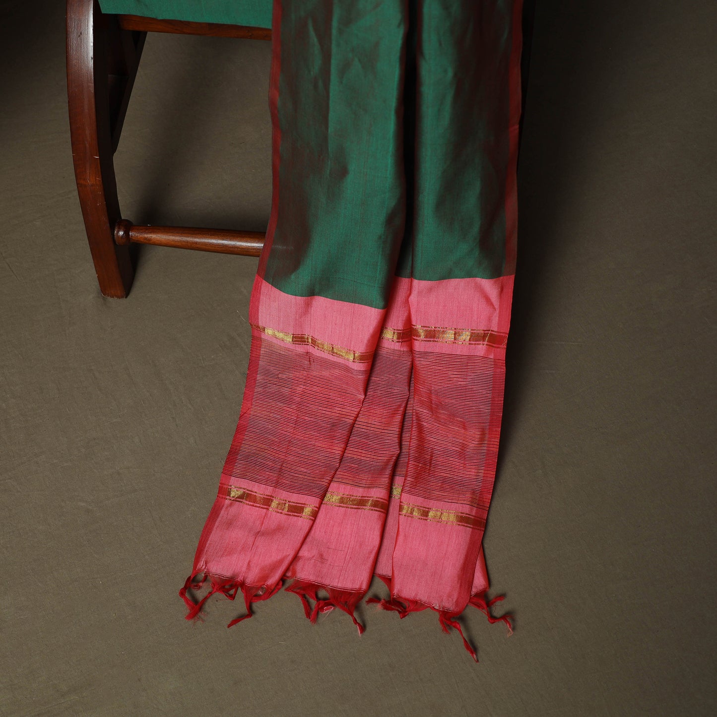 Pink - Pochampally Ikat Silk Cotton 3pc Unstitched Dress Material Suit Set 38