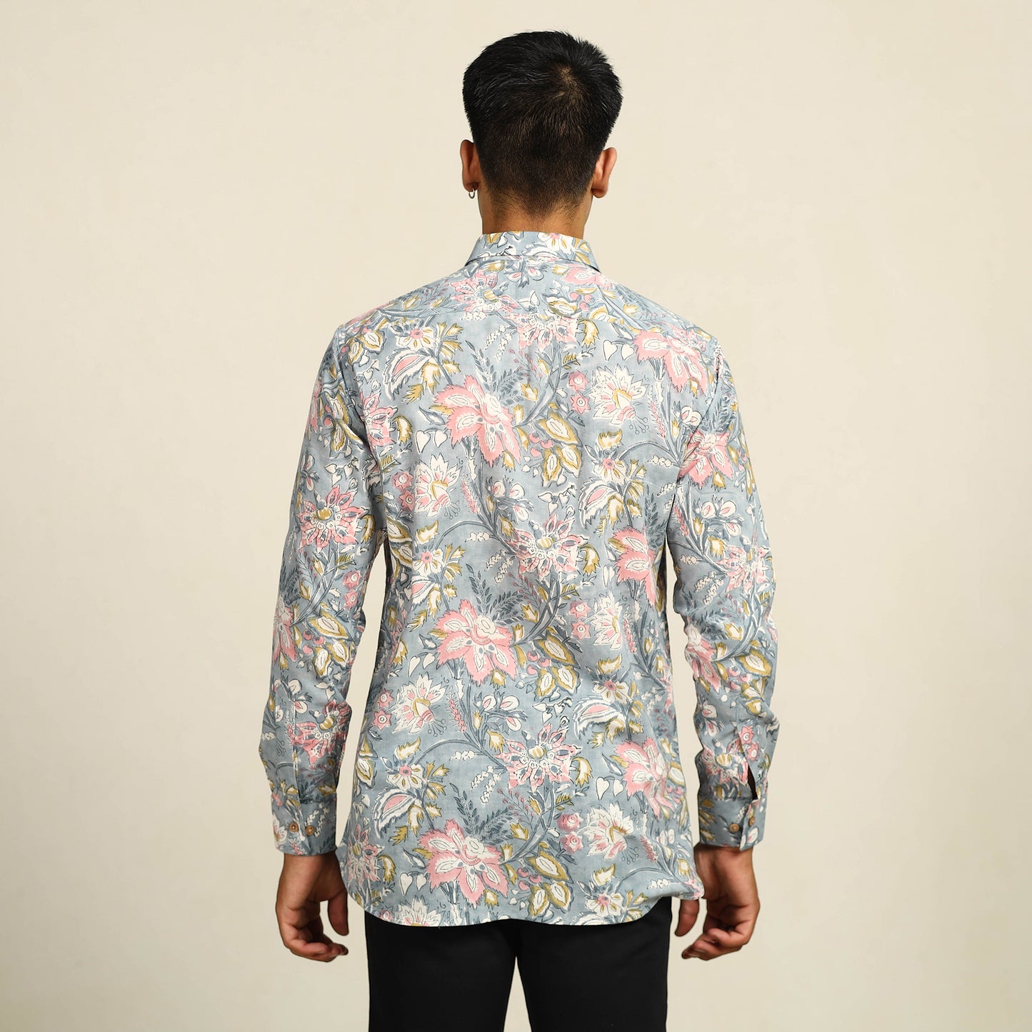 Sanganeri Block Printed Cotton Men Full Sleeve Shirt 06
