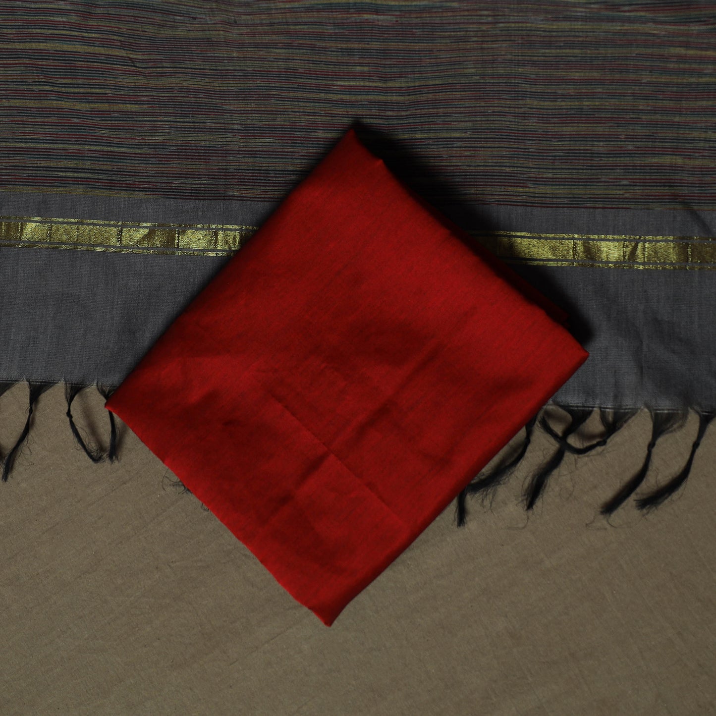 Pochampally Ikat Silk Cotton 3pc Unstitched Dress Material Suit Set 48