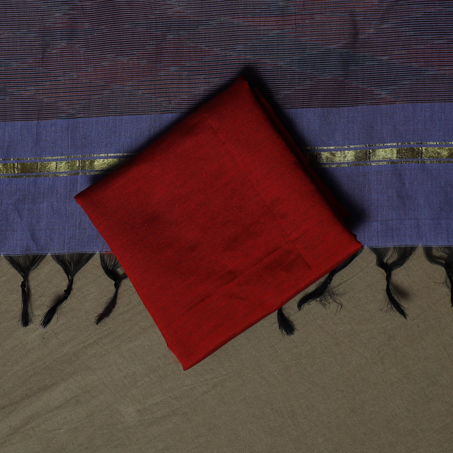 Pochampally Ikat Silk Cotton 3pc Unstitched Dress Material Suit Set 55