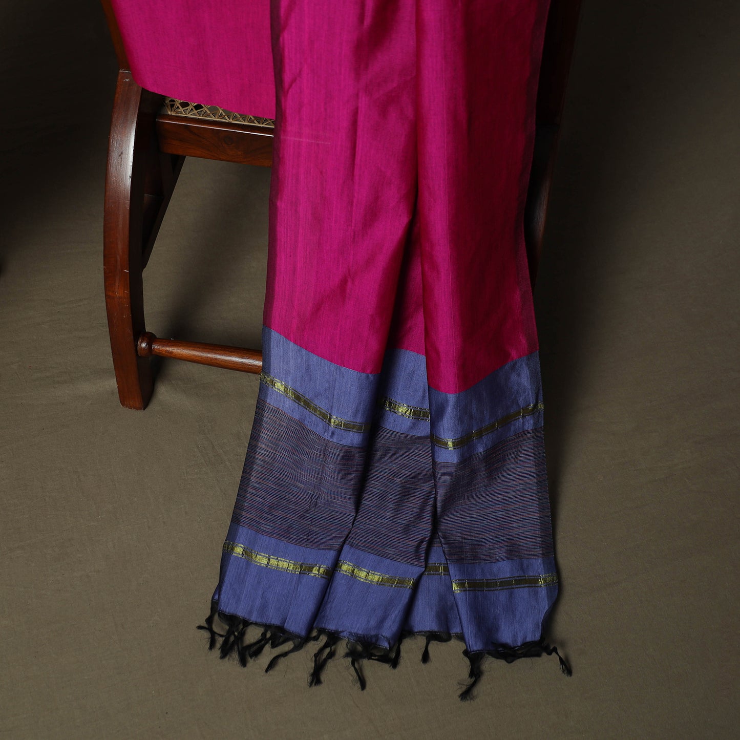 Blue - Pochampally Ikat Silk Cotton 3pc Unstitched Dress Material Suit Set 56