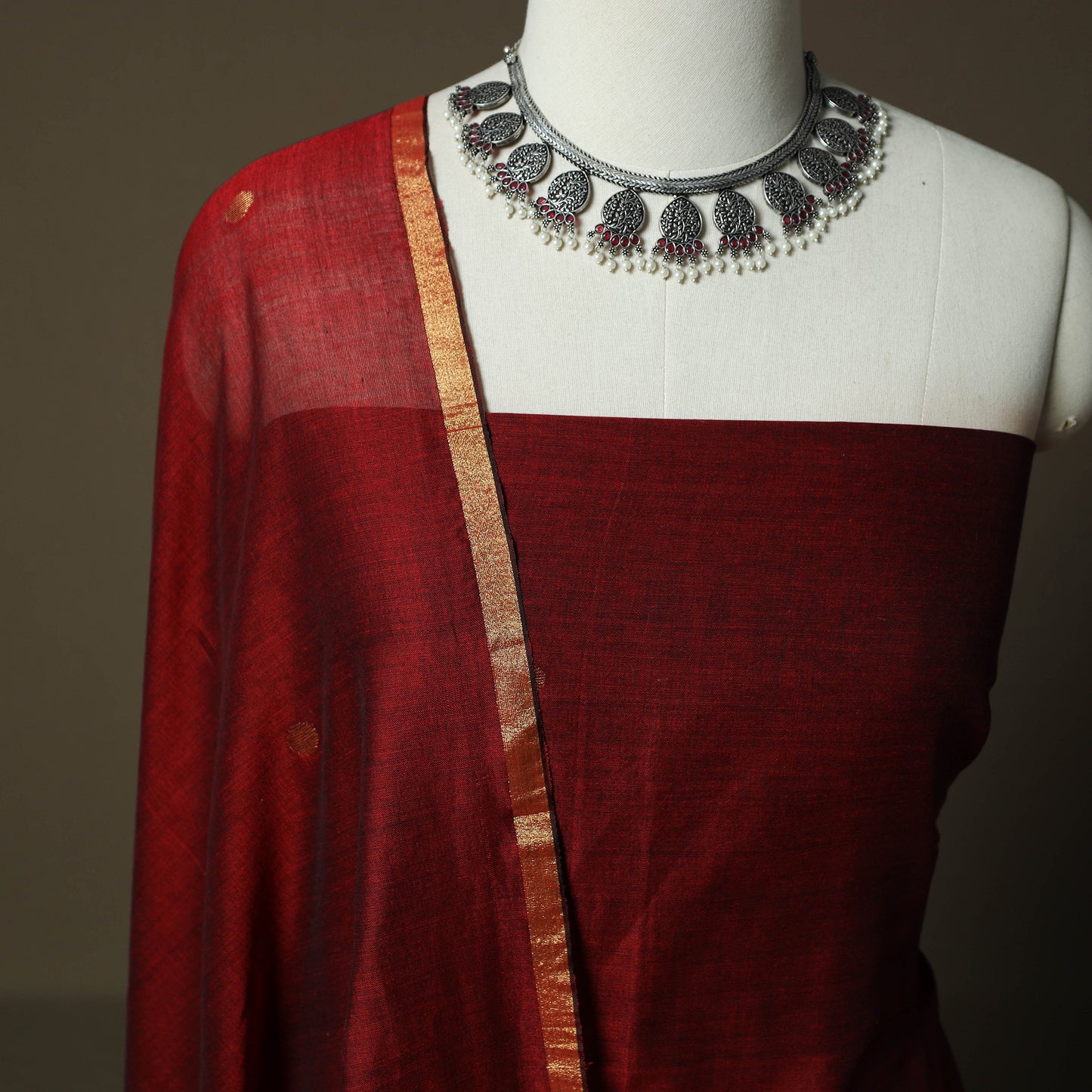 Phulia Jamdani Handloom Cotton 2pc Unstitched Dress Material Kurta Set 58