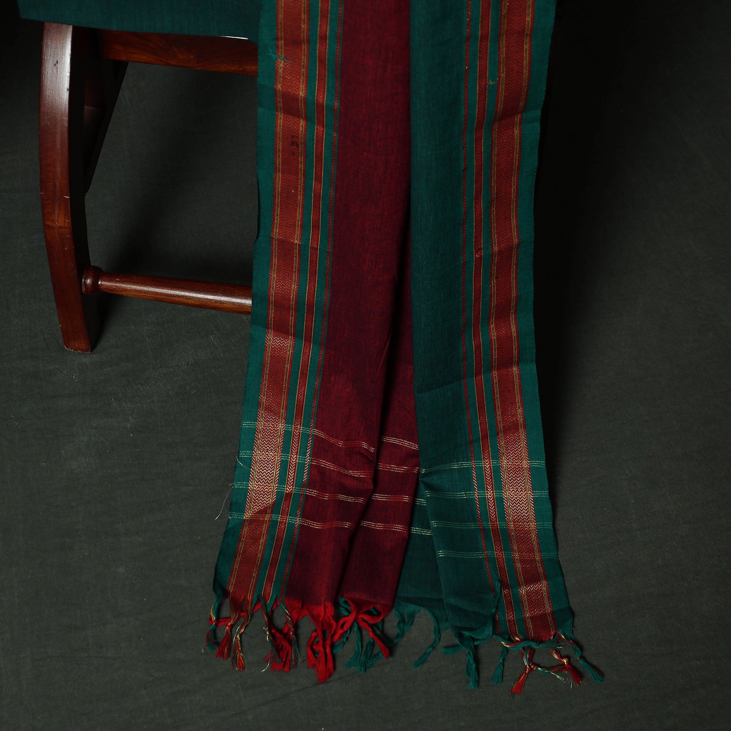 Maroon - Dharwad Cotton 3pc Unstitched Dress Material Suit Set with Woven Zari Buti Border 01
