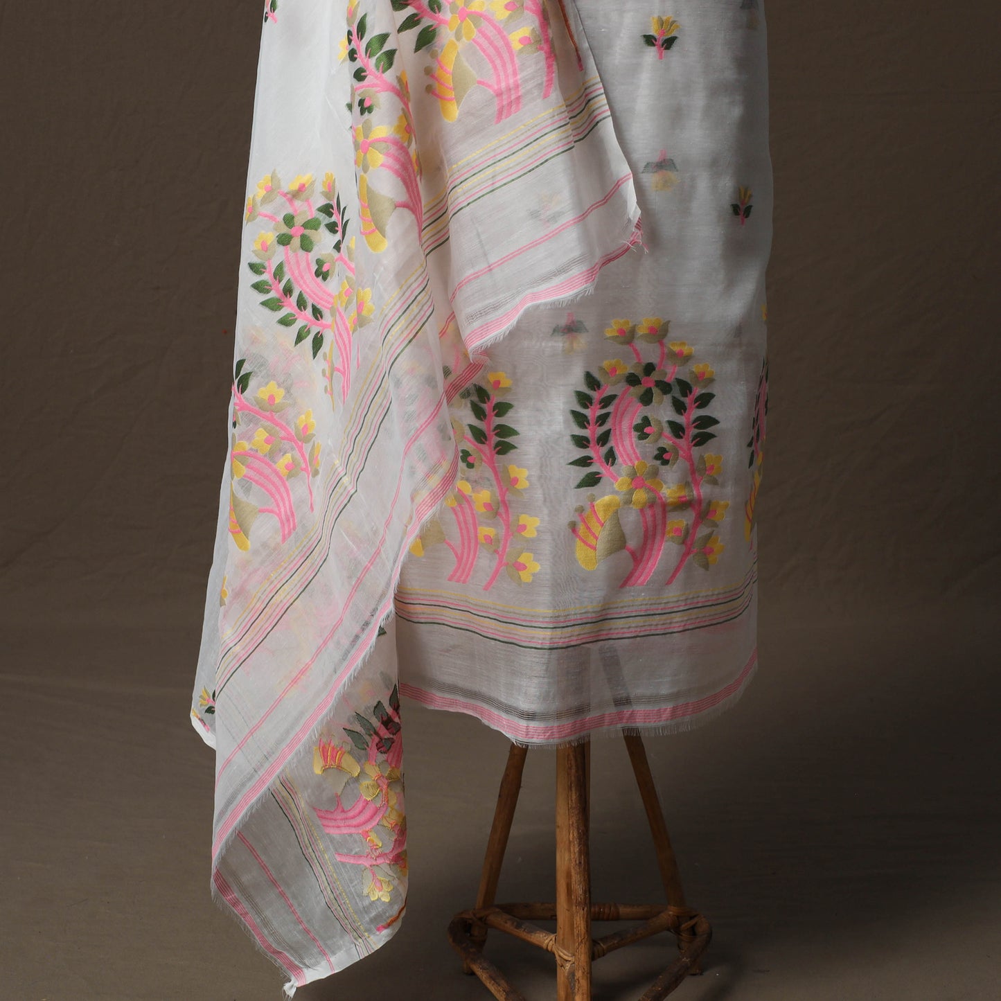 Phulia Jamdani Silk Cotton 2pc Unstitched Dress Material Kurta Set 04