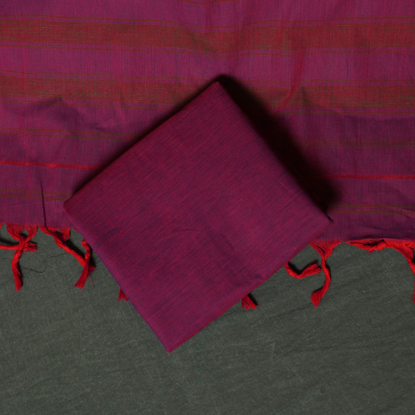 Dharwad Cotton 3pc Unstitched Dress Material Suit Set with Woven Zari Border 07