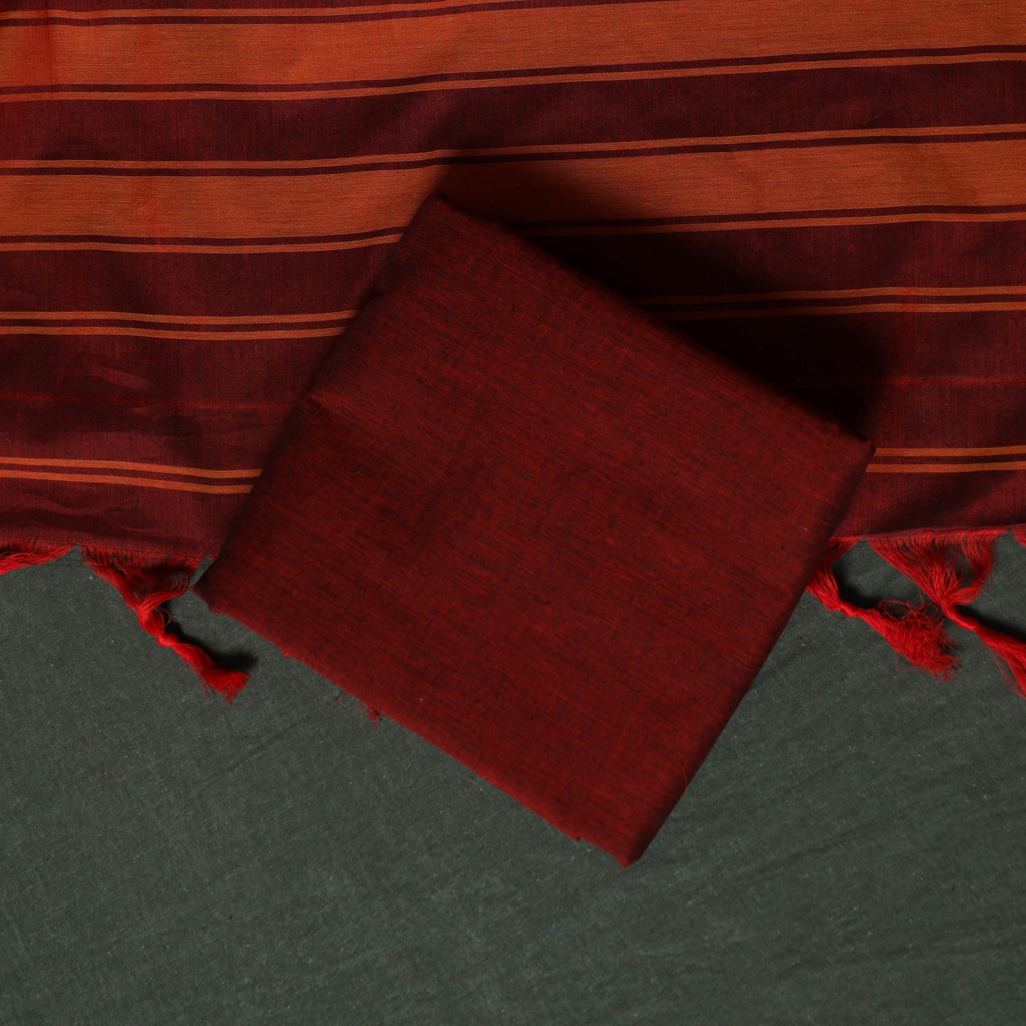 Dharwad Cotton 3pc Unstitched Dress Material Suit Set with Woven Zari Border 08