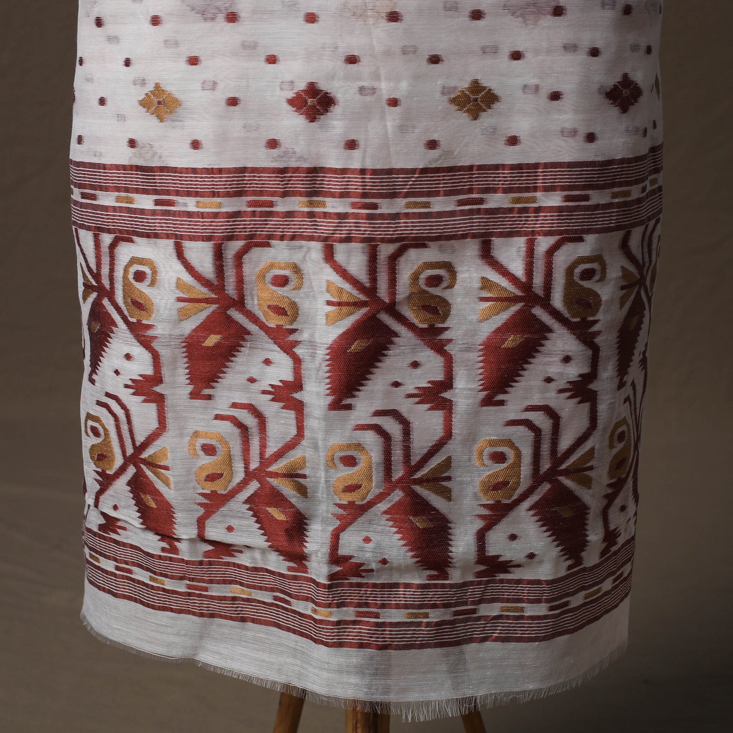 Phulia Jamdani Silk Cotton 2pc Unstitched Dress Material Kurta Set 07