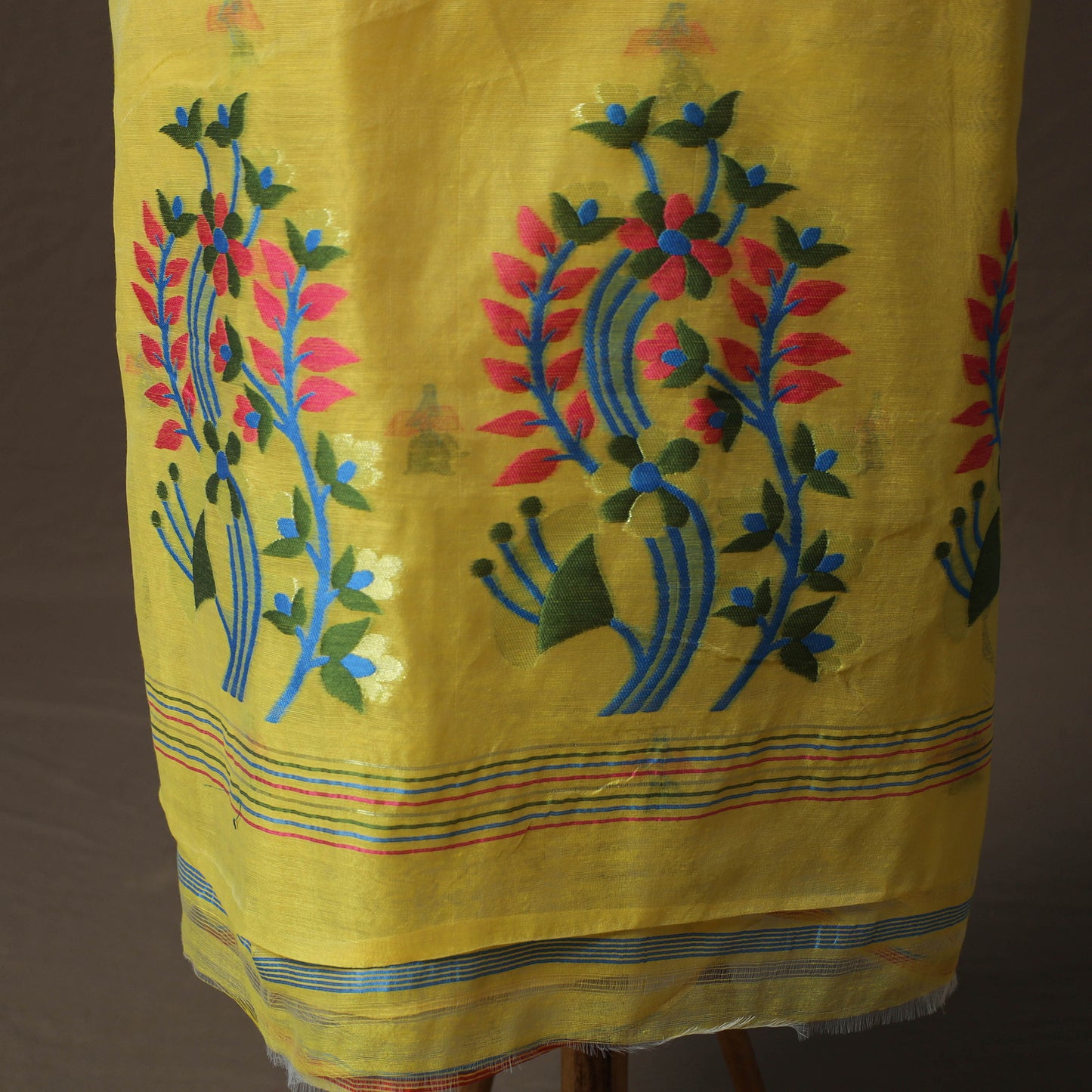 Phulia Jamdani Silk Cotton 2pc Unstitched Dress Material Kurta Set 16