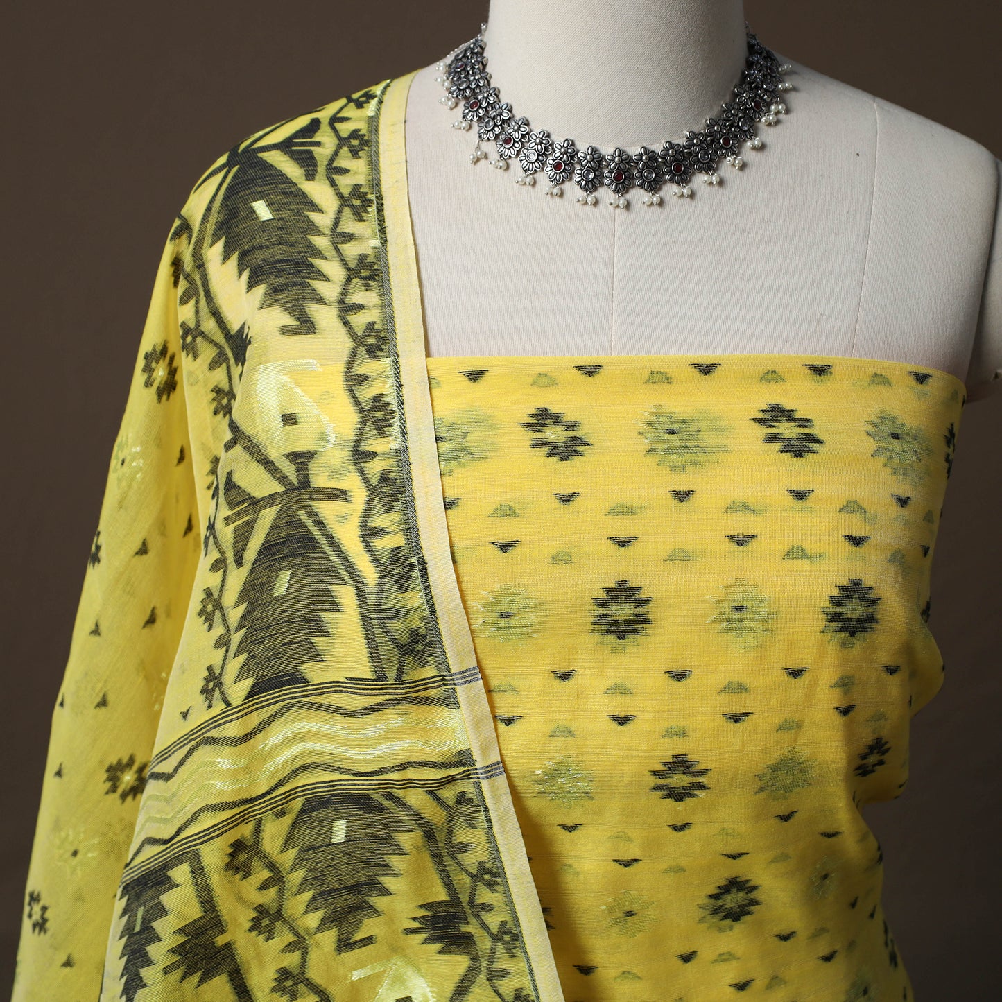 Phulia Jamdani Silk Cotton 2pc Unstitched Dress Material Kurta Set 20