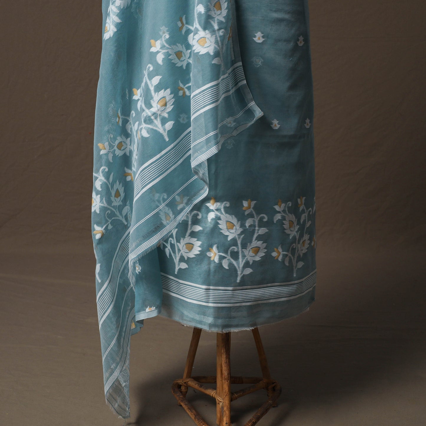 Phulia Jamdani Silk Cotton 2pc Unstitched Dress Material Kurta Set 33