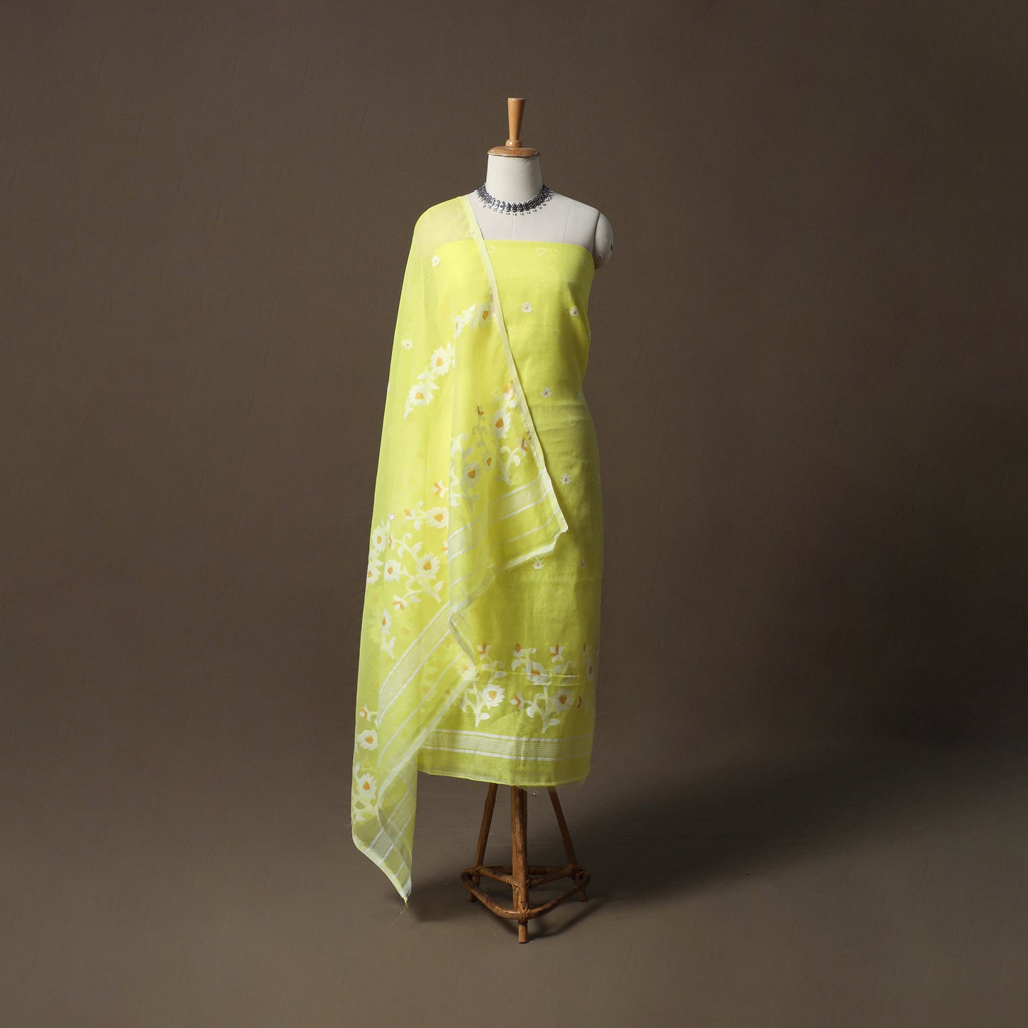 Phulia Jamdani Silk Cotton 2pc Unstitched Dress Material Kurta Set 37