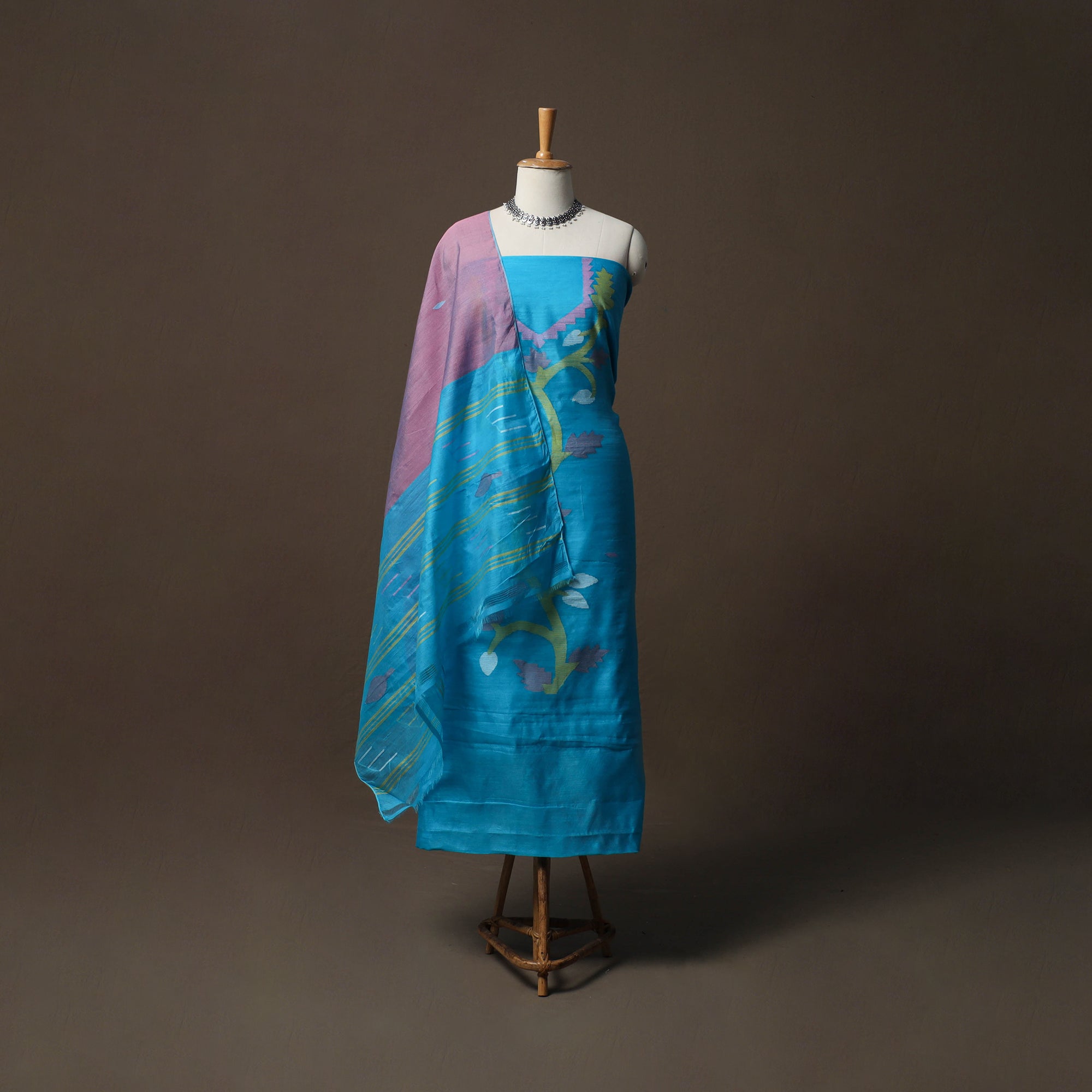 jamdani cotton dress material Blue Phulia Silk 3pc Unstitched Suit Set These irregularities make every Size:36