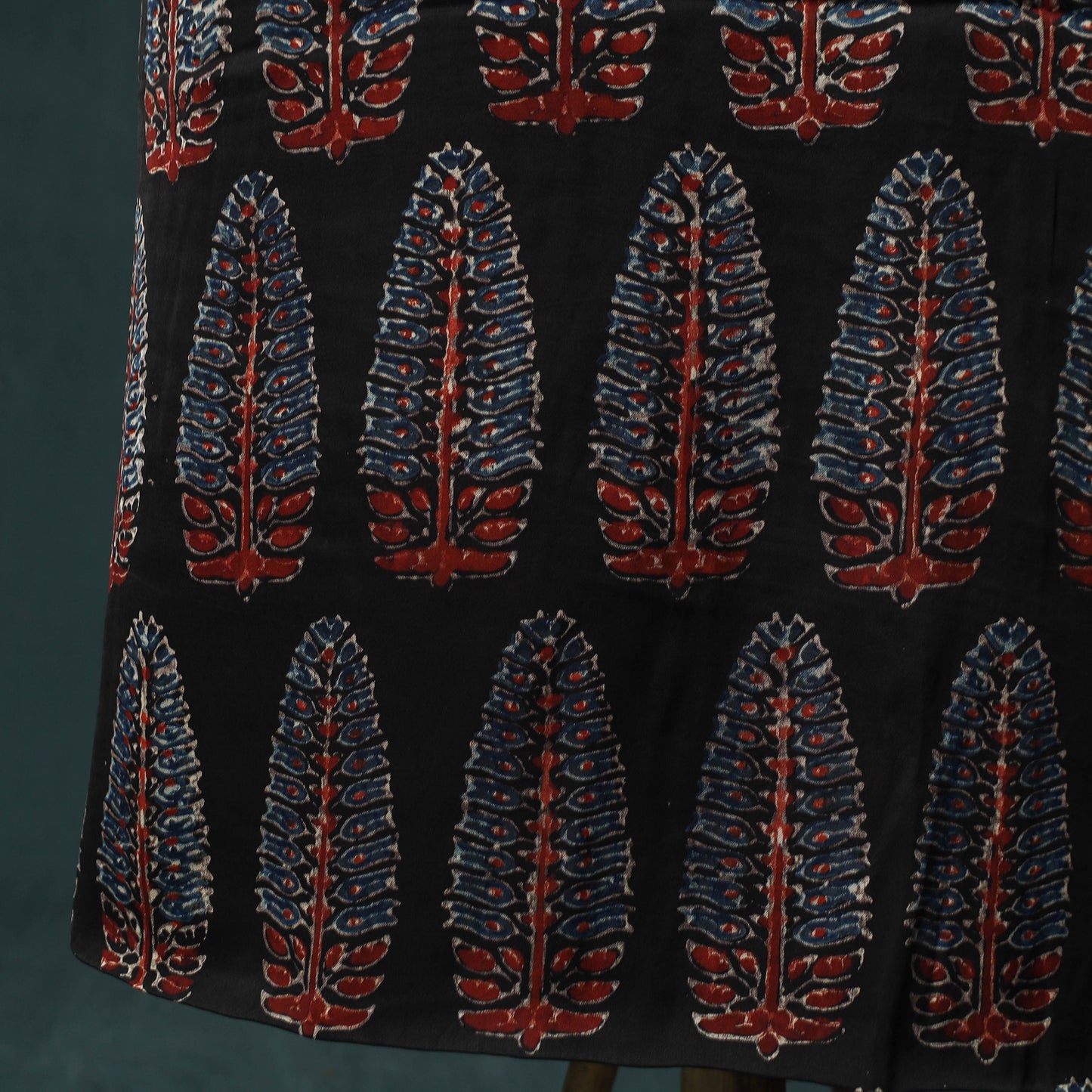 Black - Ajrakh Hand Block Print Natural Dyed Modal Silk 2pc Unstitched Dress Material Kurta Set 39