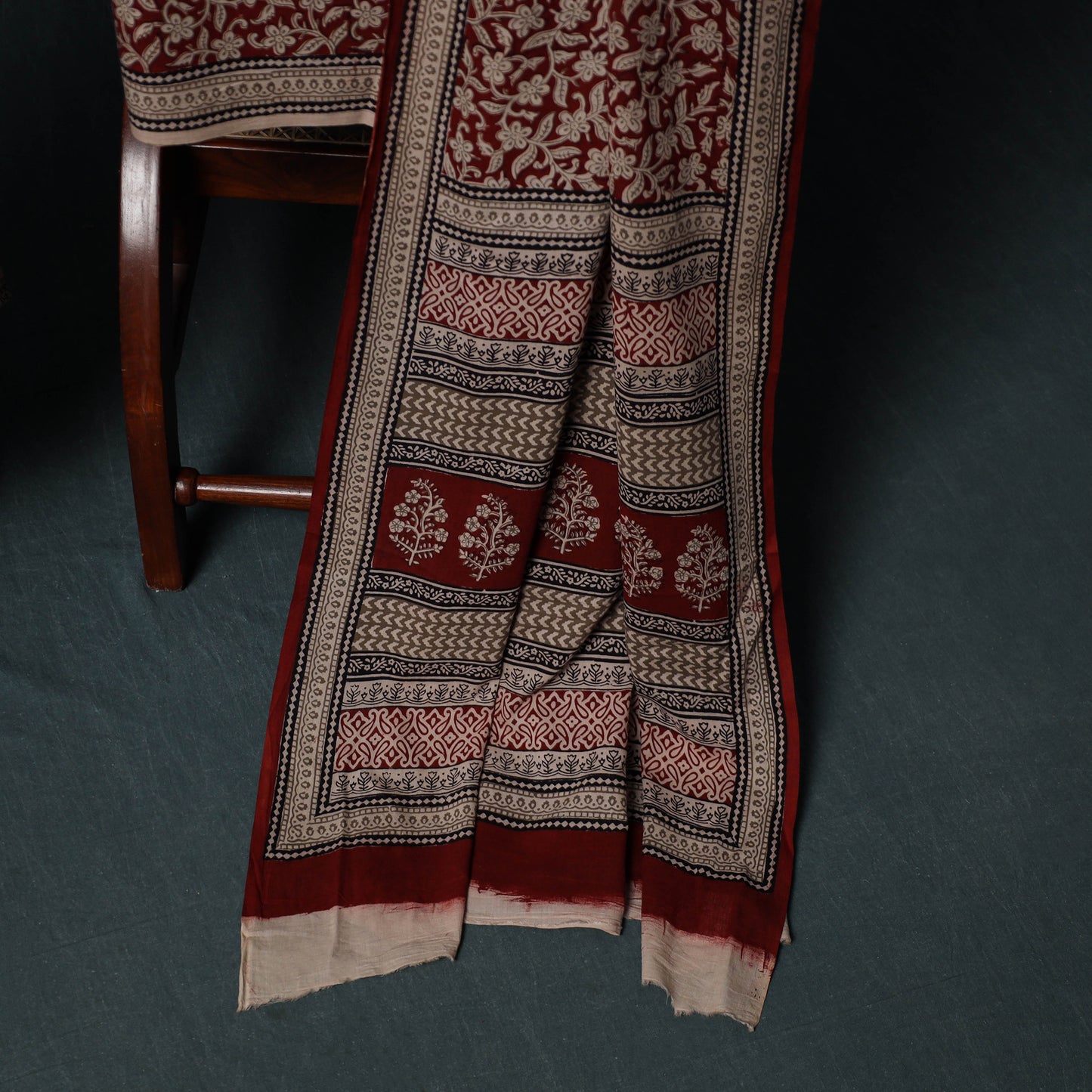 Bagh Hand Block Print Cotton 3pc Unstitched Dress Material Suit Set 01