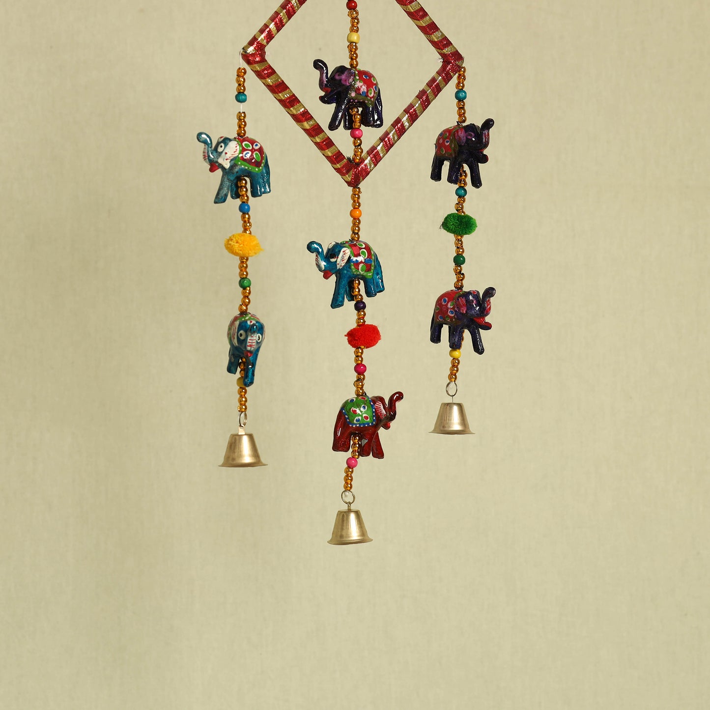Elephant - Handpainted Wooden Decorative Bell Hanging