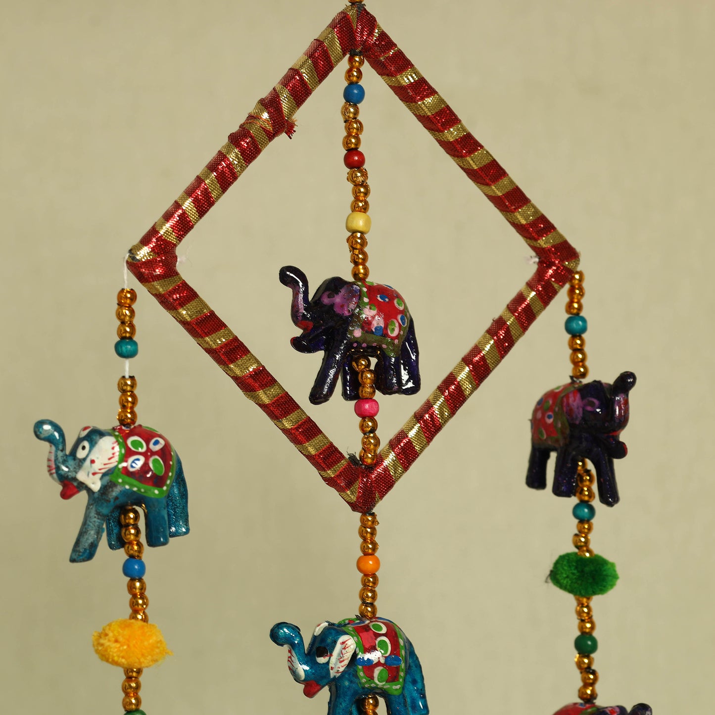 Elephant - Handpainted Wooden Decorative Bell Hanging