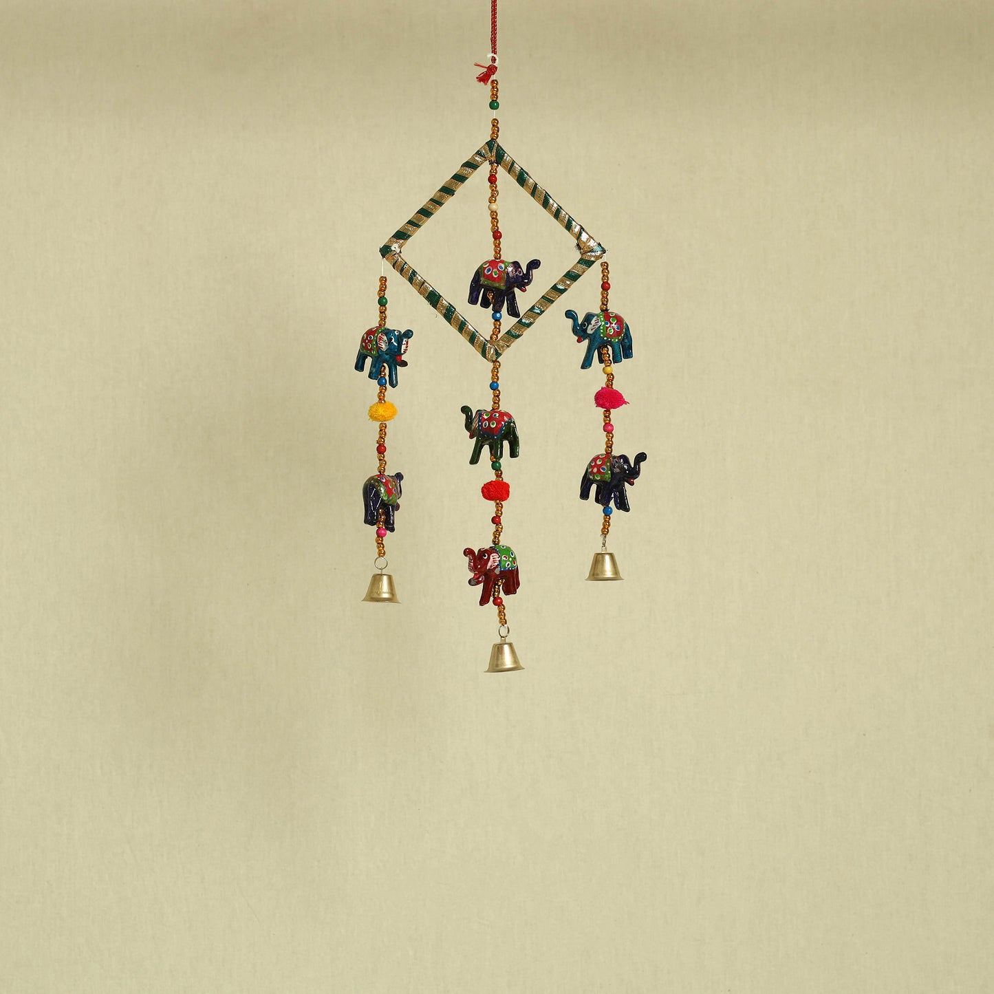 Elephant - Handpainted Wooden Decorative Bell Hanging