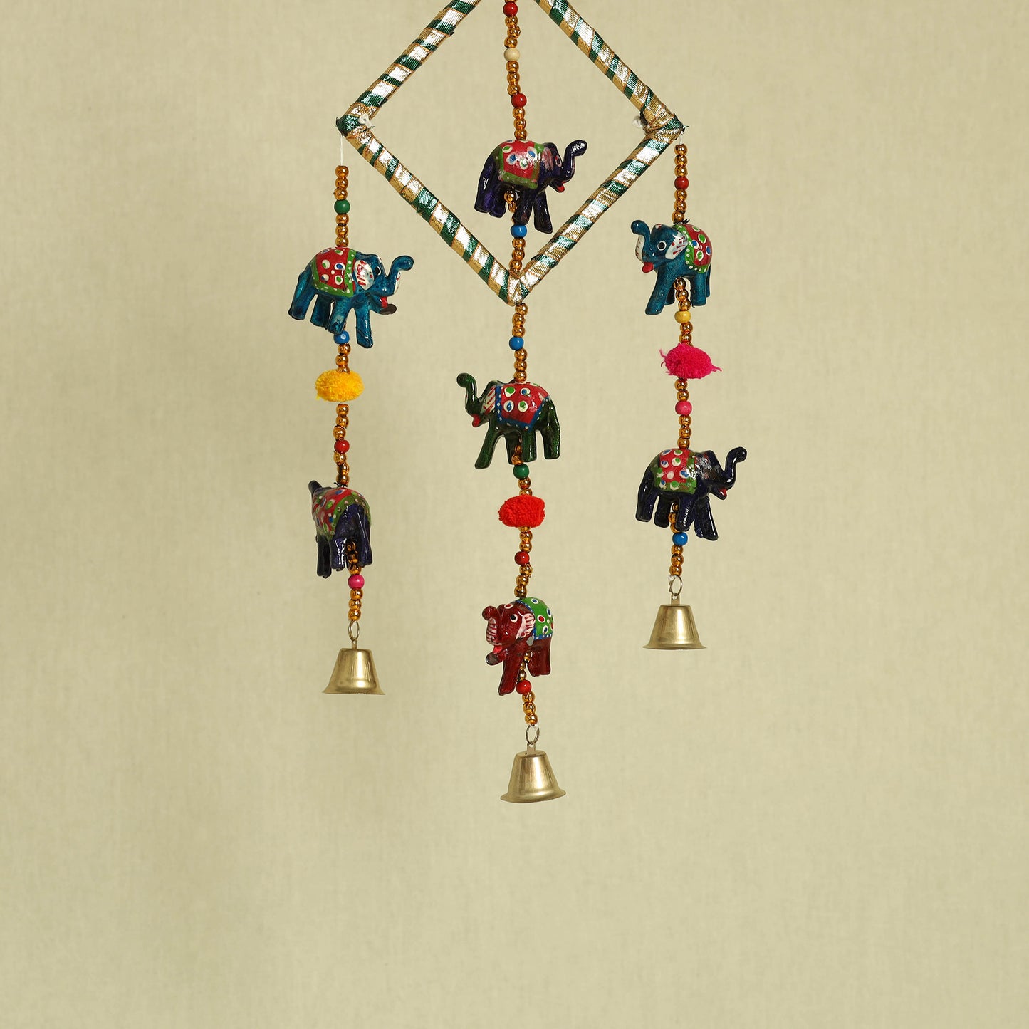 Elephant - Handpainted Wooden Decorative Bell Hanging