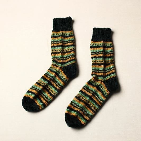 Green - Kumaun Hand Knitted Woolen Socks (Adult)