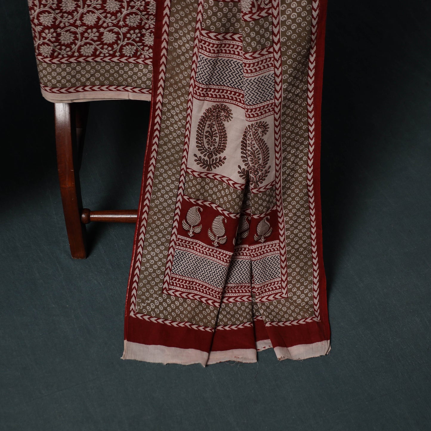 Bagh Hand Block Print Cotton 3pc Unstitched Dress Material Suit Set 06