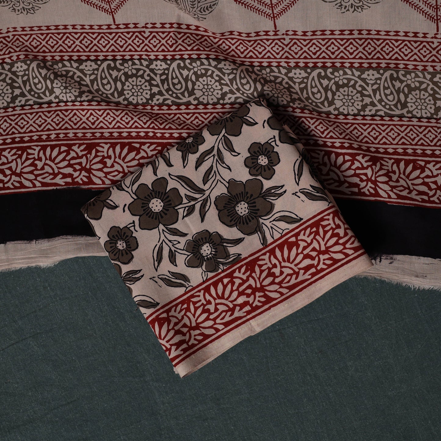Bagh Hand Block Print Cotton 3pc Unstitched Dress Material Suit Set 07