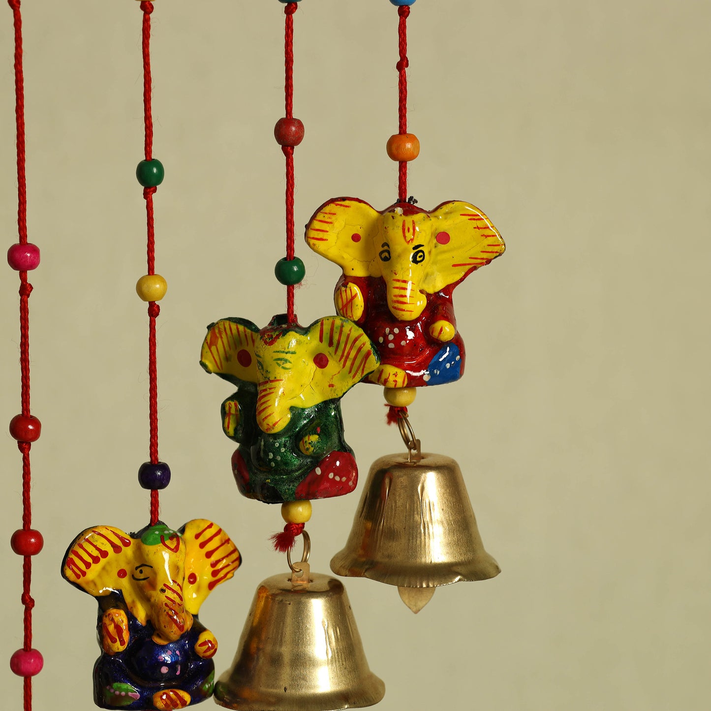 Ganesha - Handpainted Wooden Decorative Bell Hanging 21