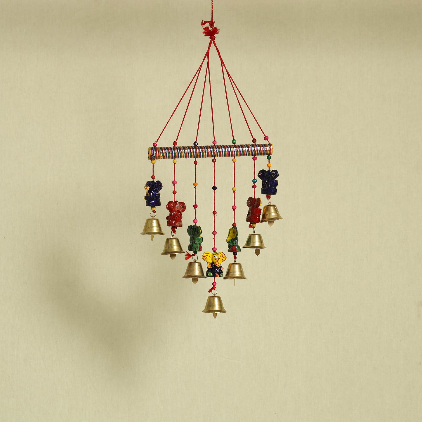 Ganesha - Handpainted Wooden Decorative Bell Hanging 21
