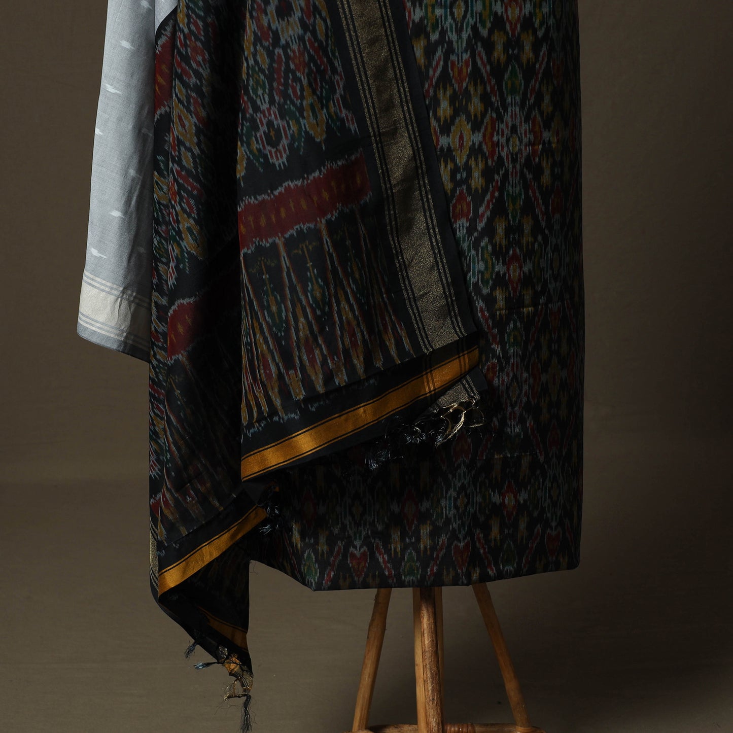 Handloom Sico Pochampally Ikat 2pc Unstitched Dress Material Kurta Set 08