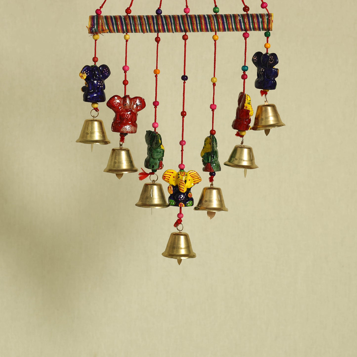 Ganesha - Handpainted Wooden Decorative Bell Hanging 21